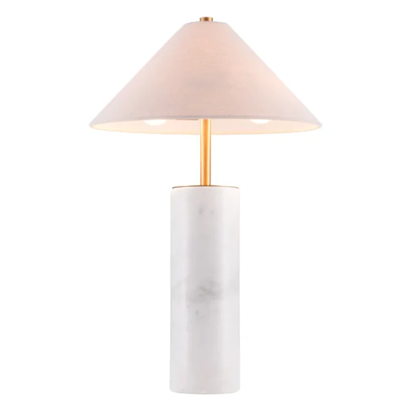55" White Metal Bedside Table Lamp With Beige Empire Shade