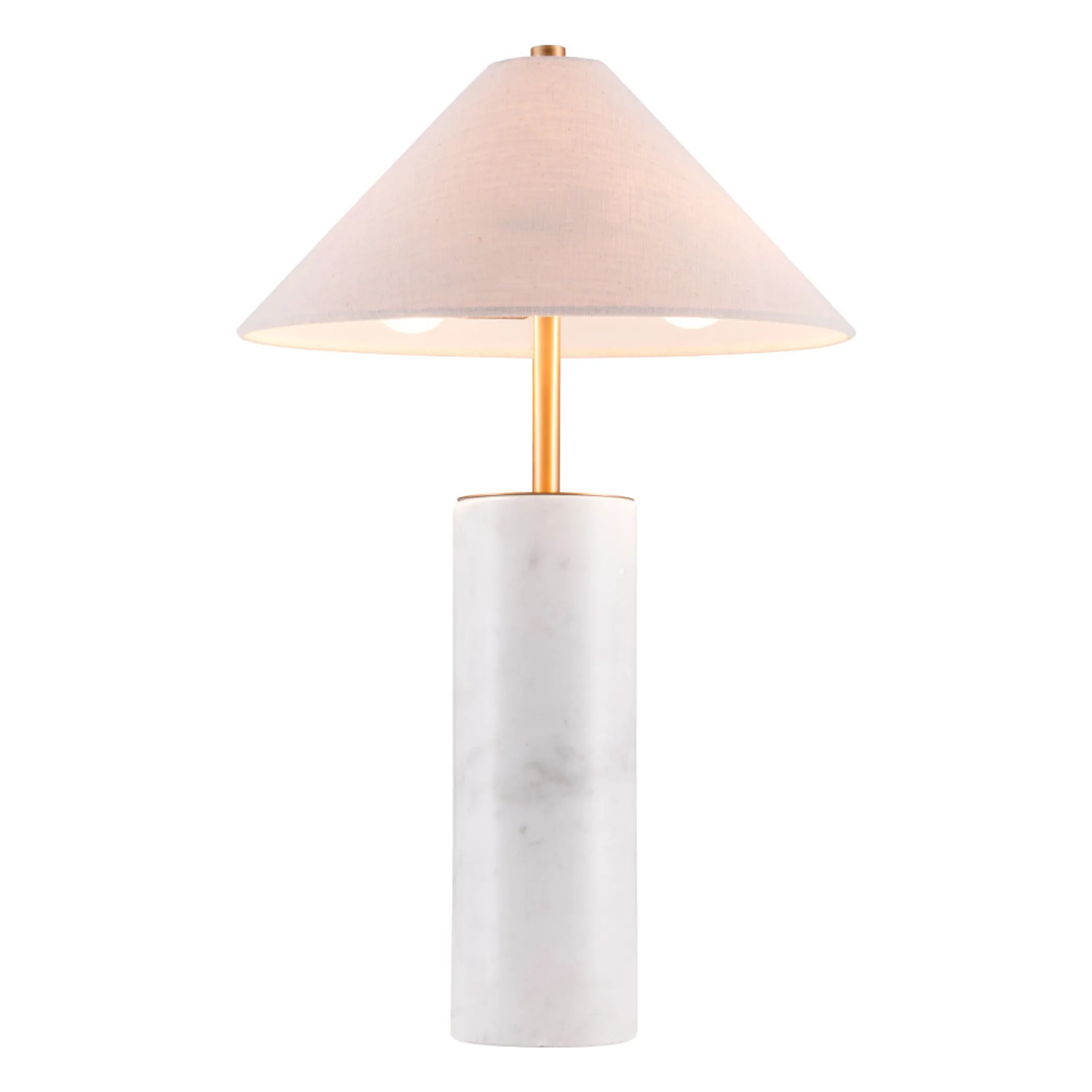 55" White Metal Bedside Table Lamp With Beige Empire Shade