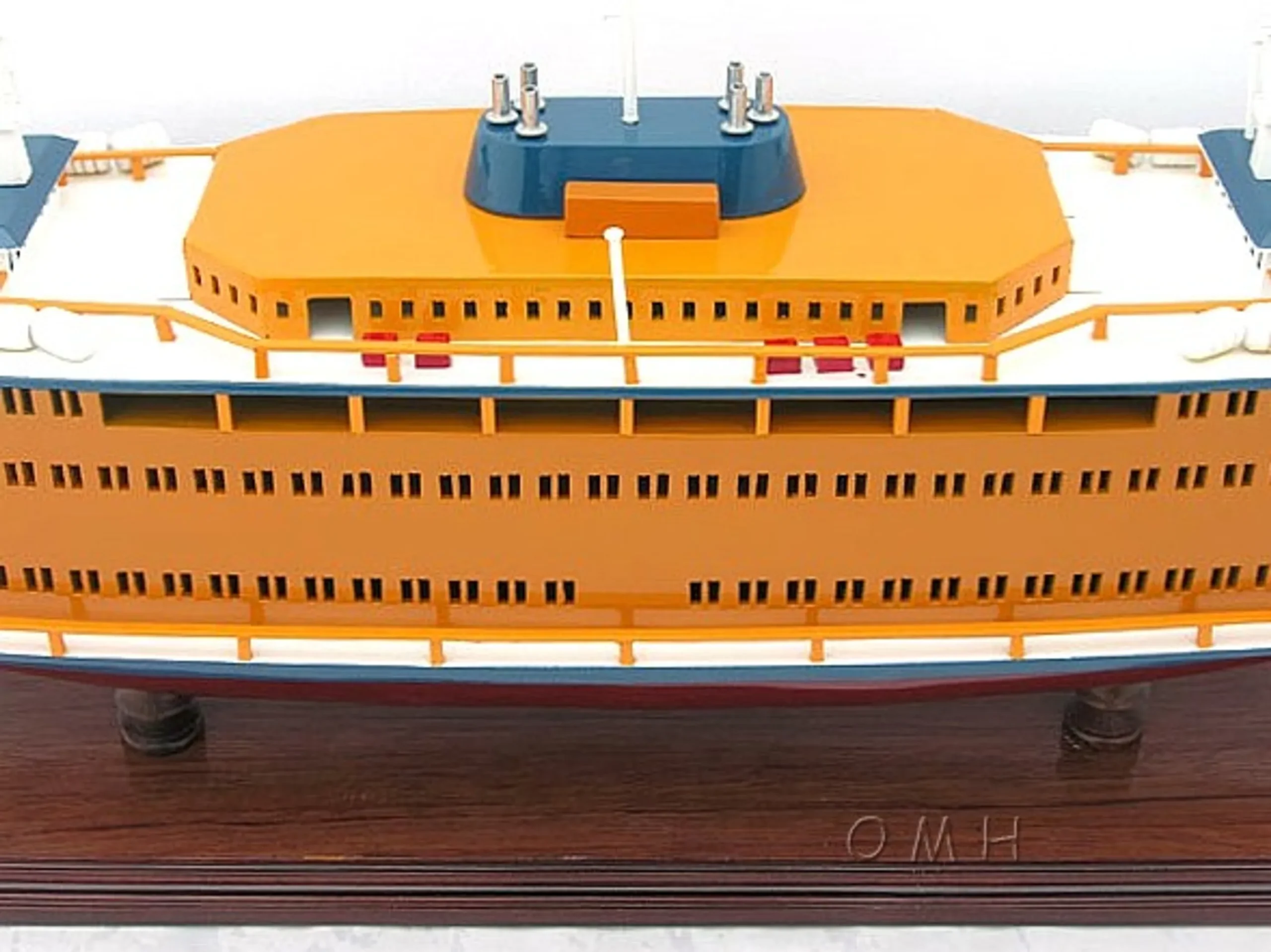11" Maroon Staten Island Ferry Boat Hand Painted Decorative Boat - Image 5