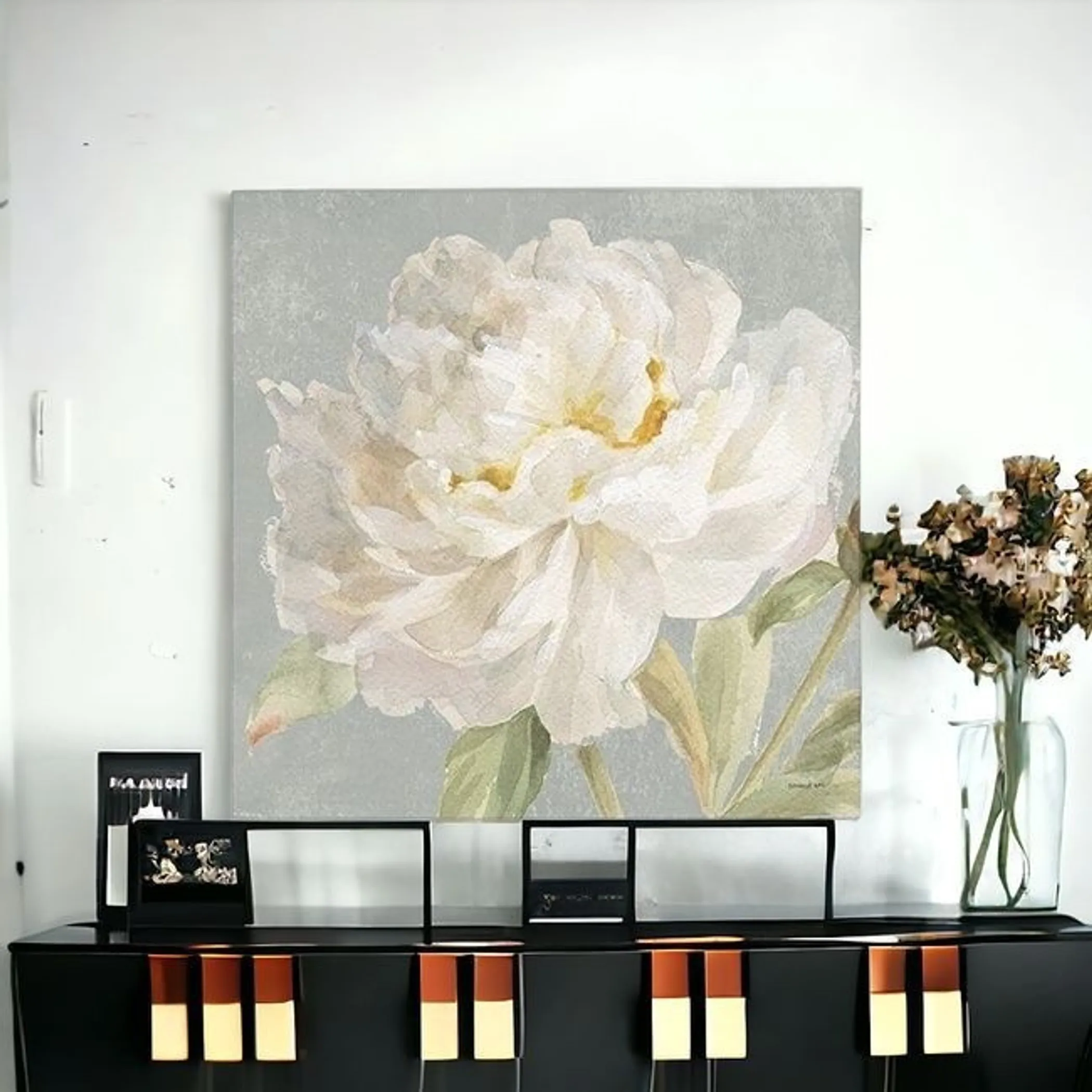 Angelic White Peony Flower Unframed Print Wall Art - Image 2