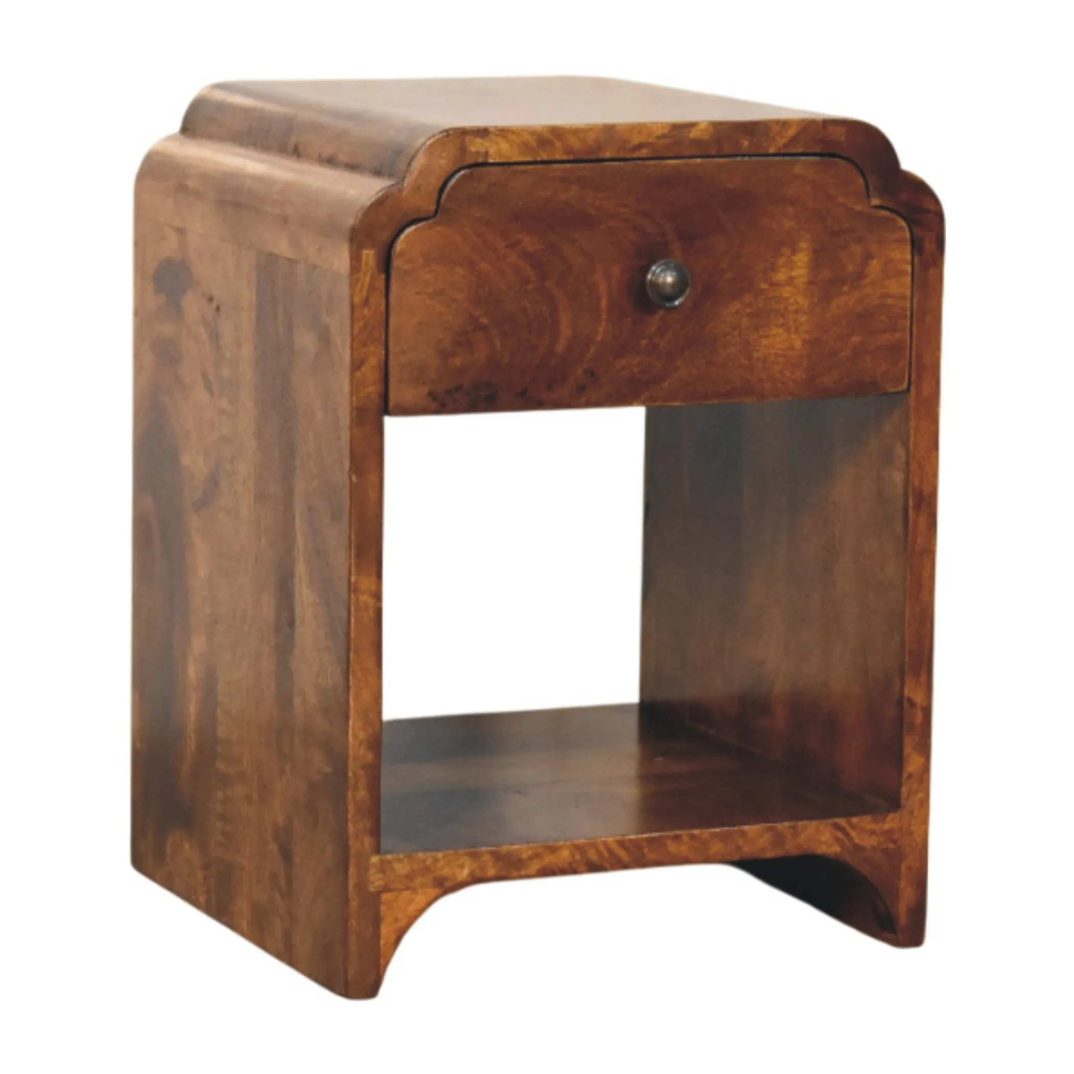 Solid Wood One Drawer Scallop Edge Nightstand - Image 4