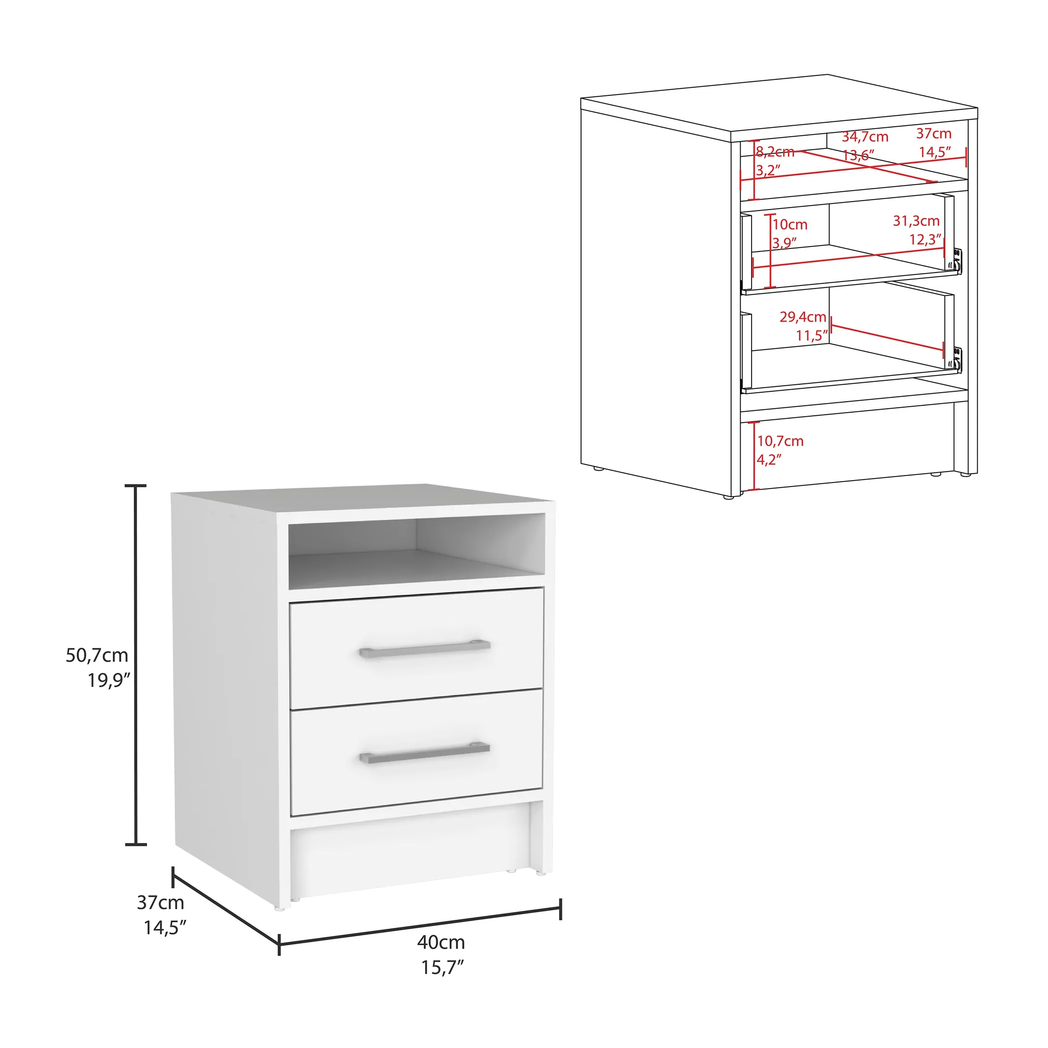 Linden 2 Piece Bedroom Set, White / Smokey Oak Finish - Image 6
