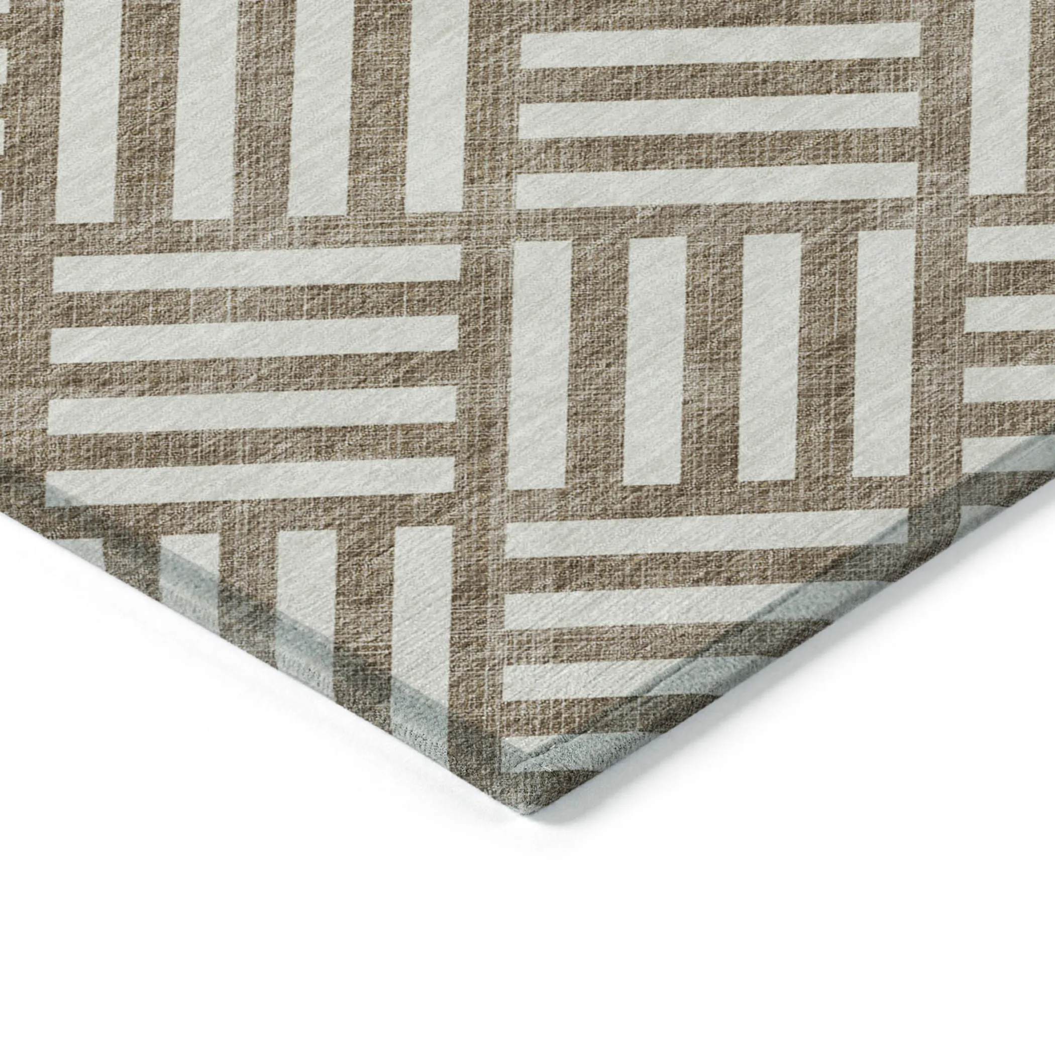 10' X 14' Brown And Ivory Geometric Washable Indoor Outdoor Area Rug - Image 4
