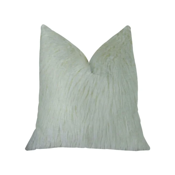 Plutus Fuzzy Mongolian Fur White Handmade Luxury Pillow