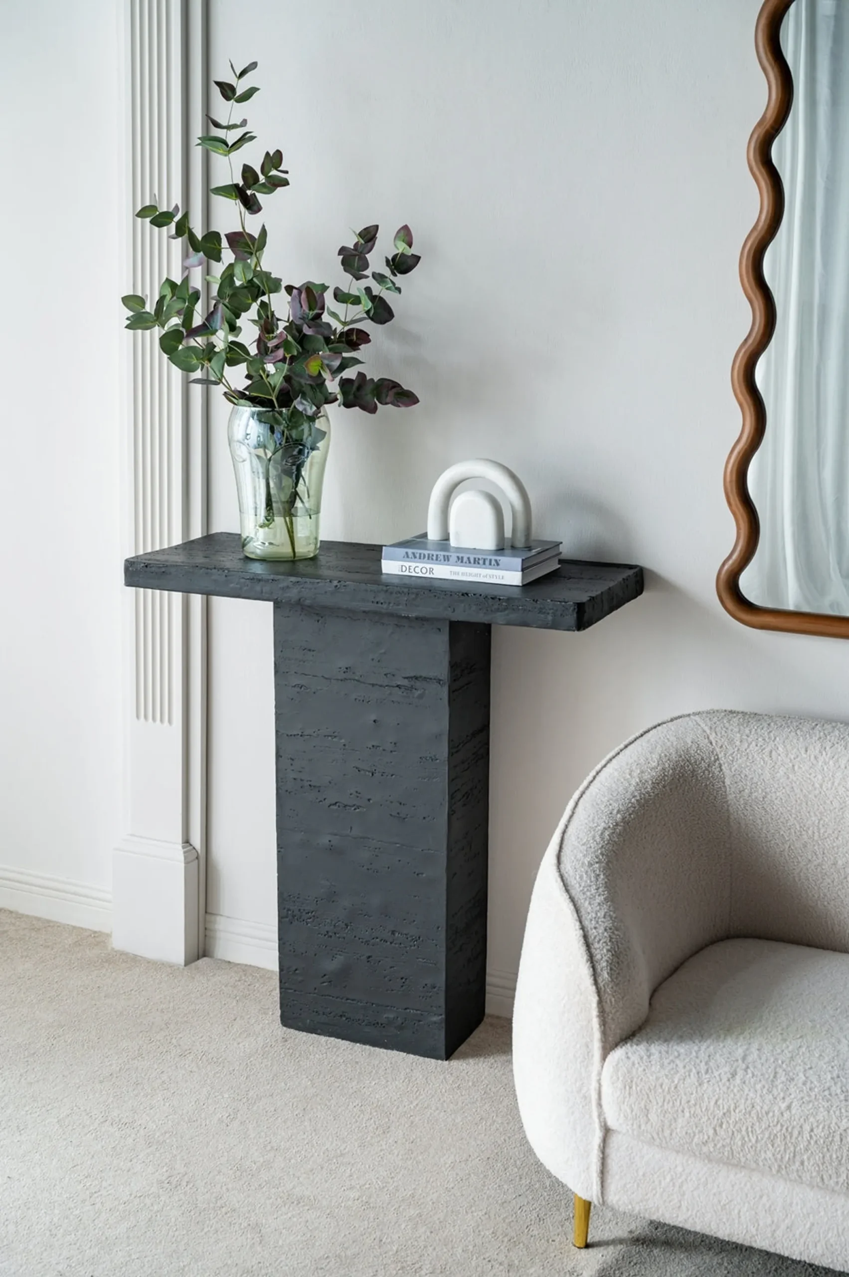 Black Rectangular Coffee Table With Pedestal Base - Image 5
