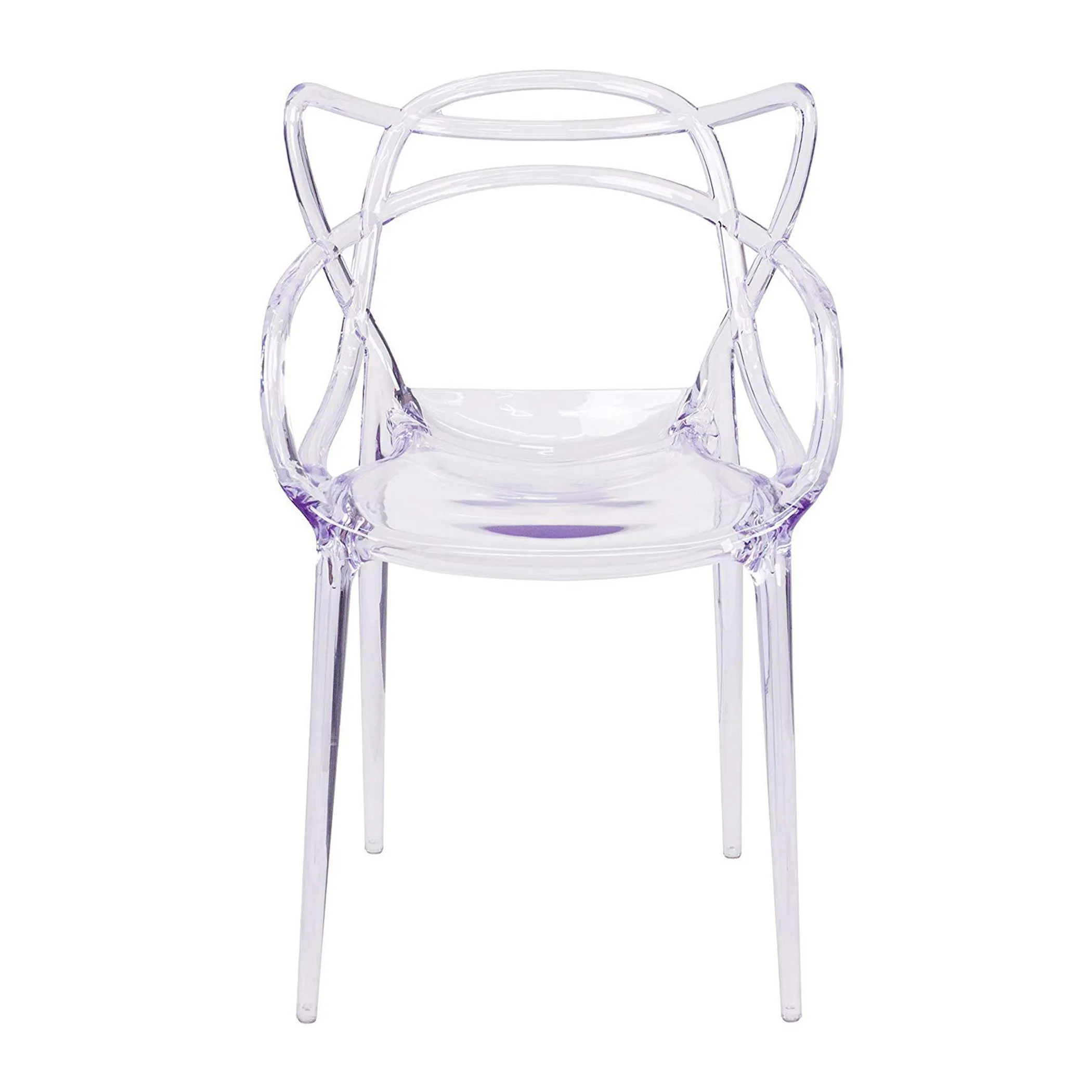Clear Acrylic Open Back Dining Arm Chair - Image 2