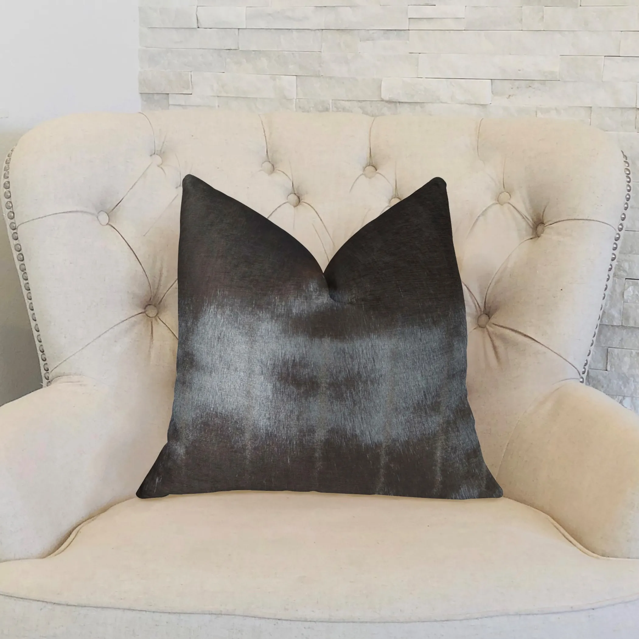 Plutus Silky Brown Mik Dark Brown Handmade Luxury Pillow - Image 2