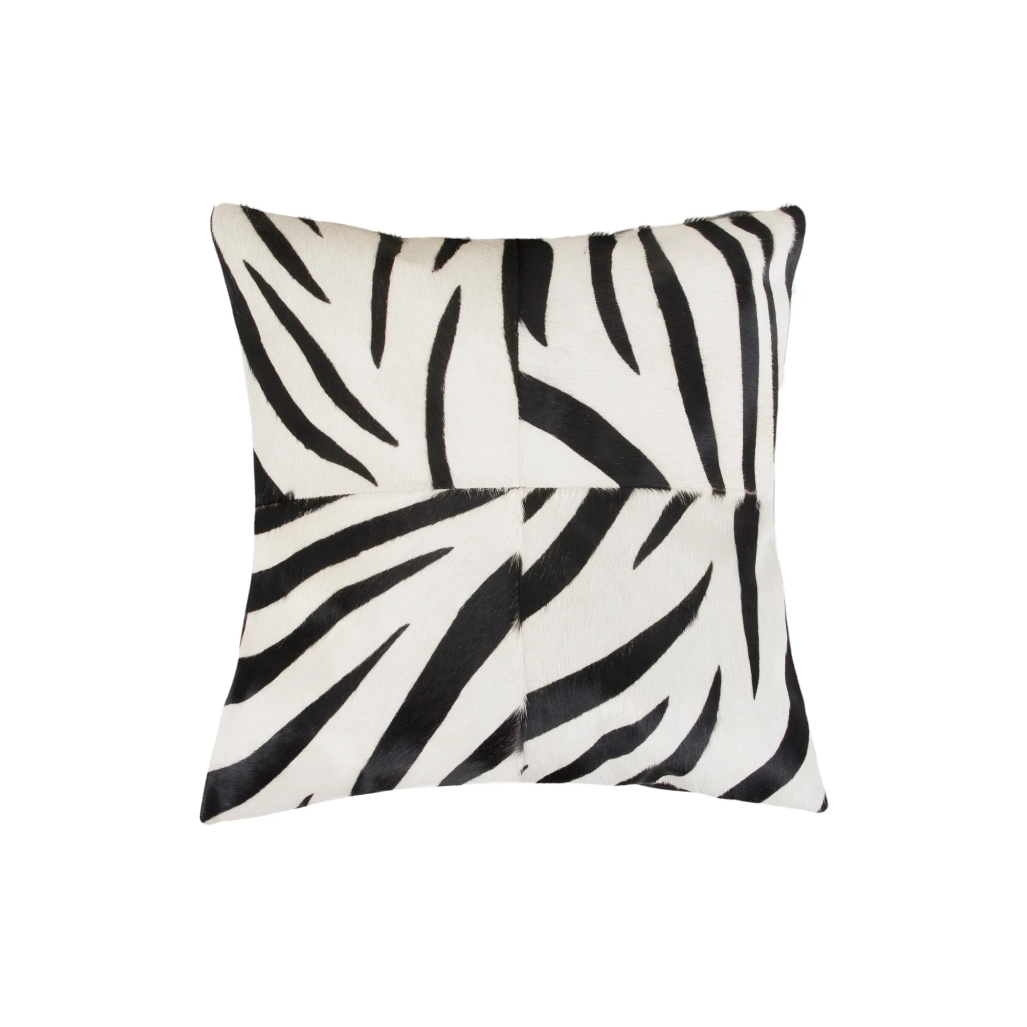 Set of Two 18" White and Black Zebra Cowhide Throw Pillows - Image 6