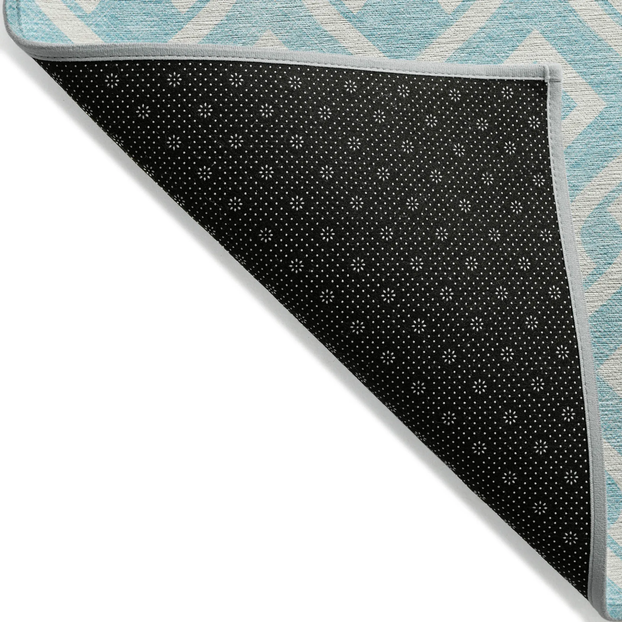 9' X 12' Aqua And Ivory Geometric Washable Indoor Outdoor Area Rug - Image 4