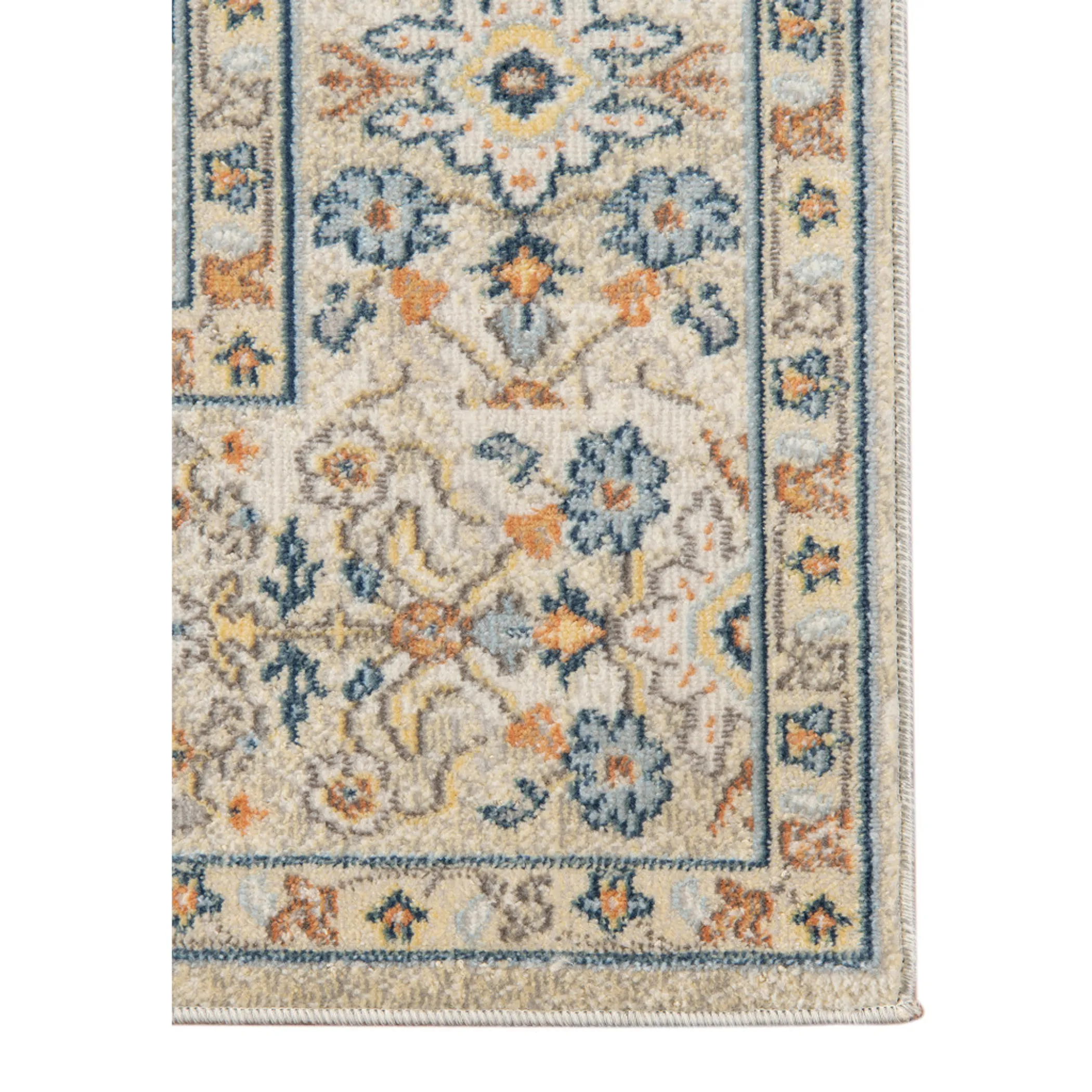 9' X 12' Blue and Orange Medallion Stain Resistant Indoor Outdoor Area Rug - Image 3