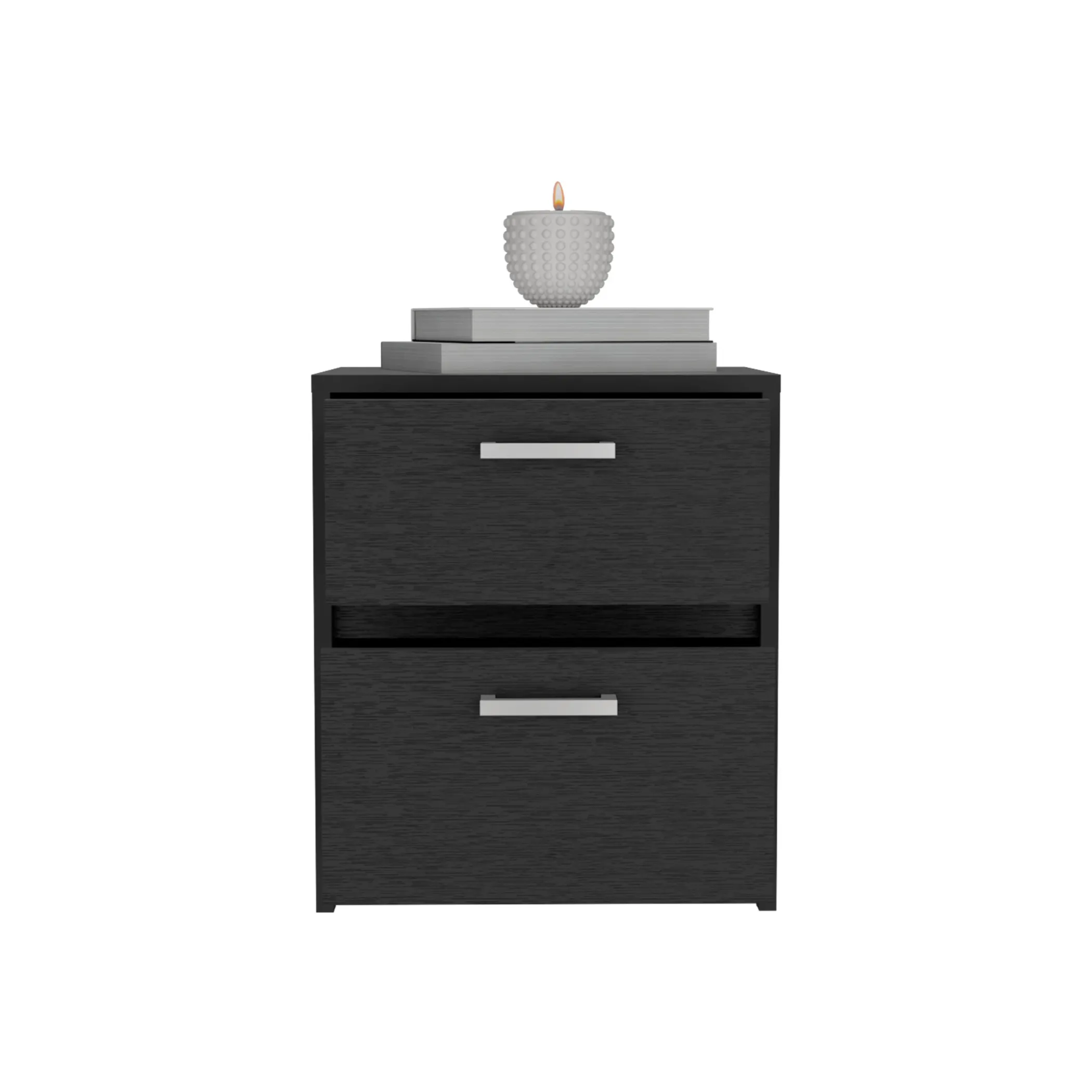 19" Black Two Drawer Nightstand - Image 2