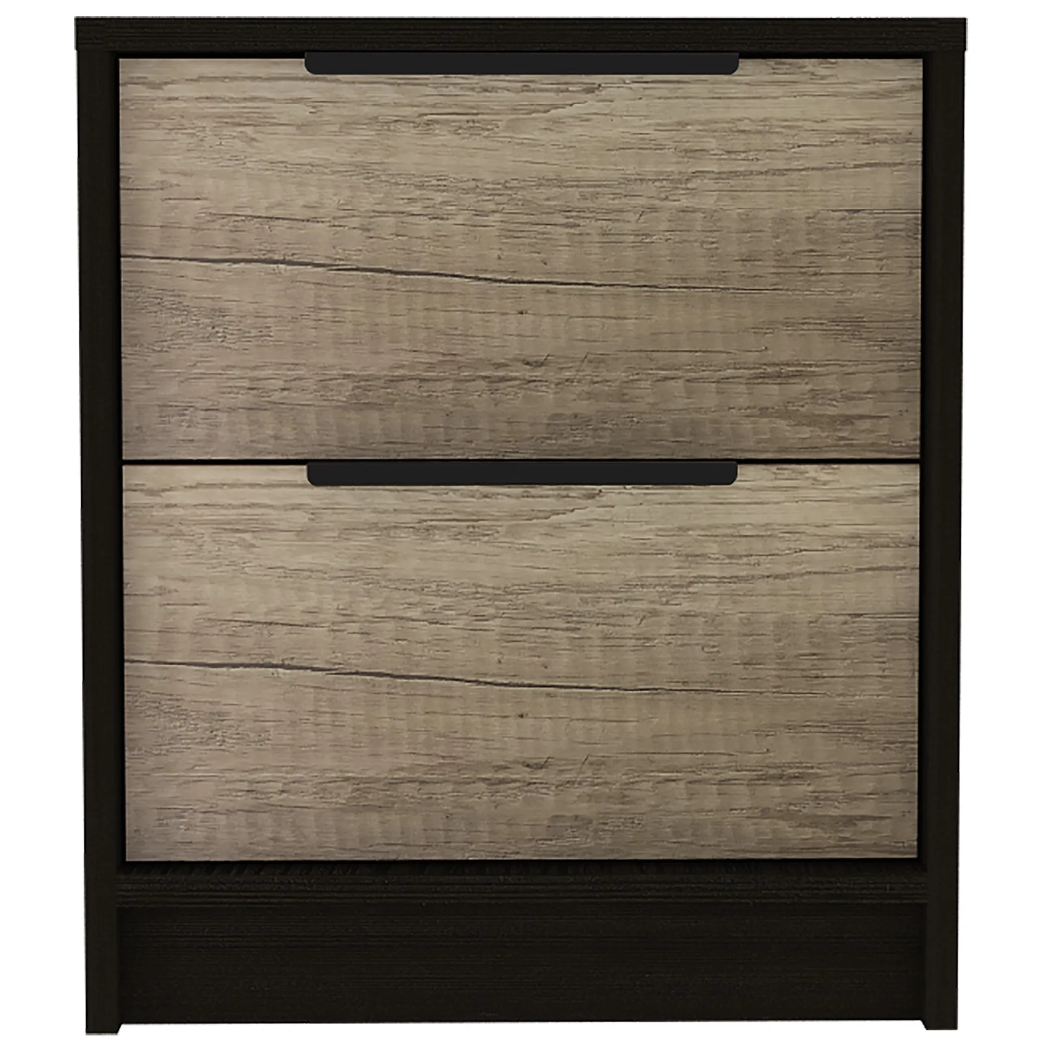 Black Open Compartment Two Drawer Nightstand - Image 2