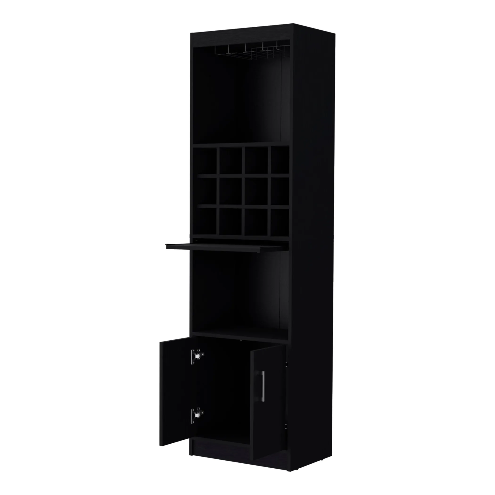 71" Black Wood Bar Cabinet With Two Doors - Image 3