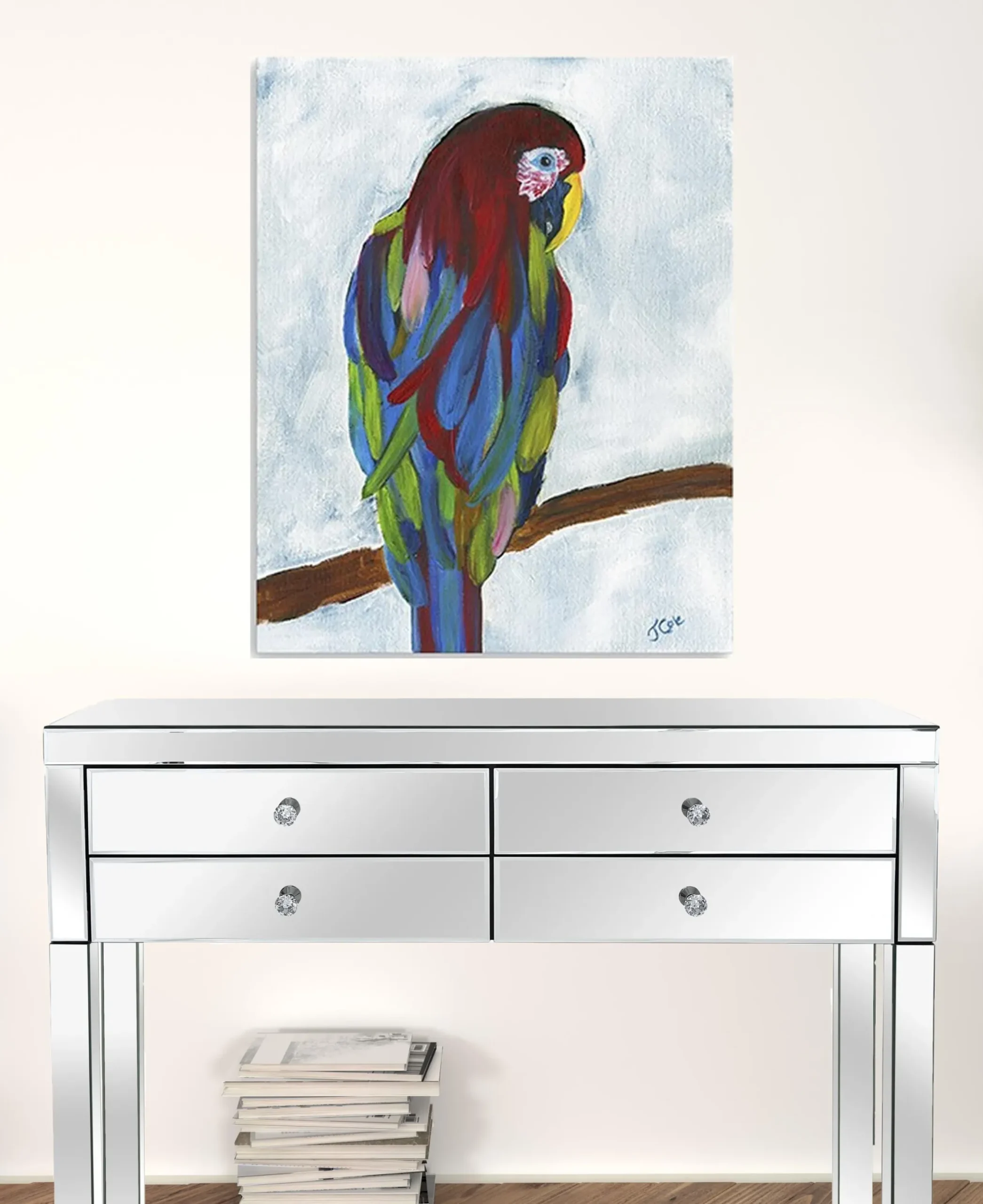 Large Bright and Tropical Parrot Canvas Wall Art - Image 2