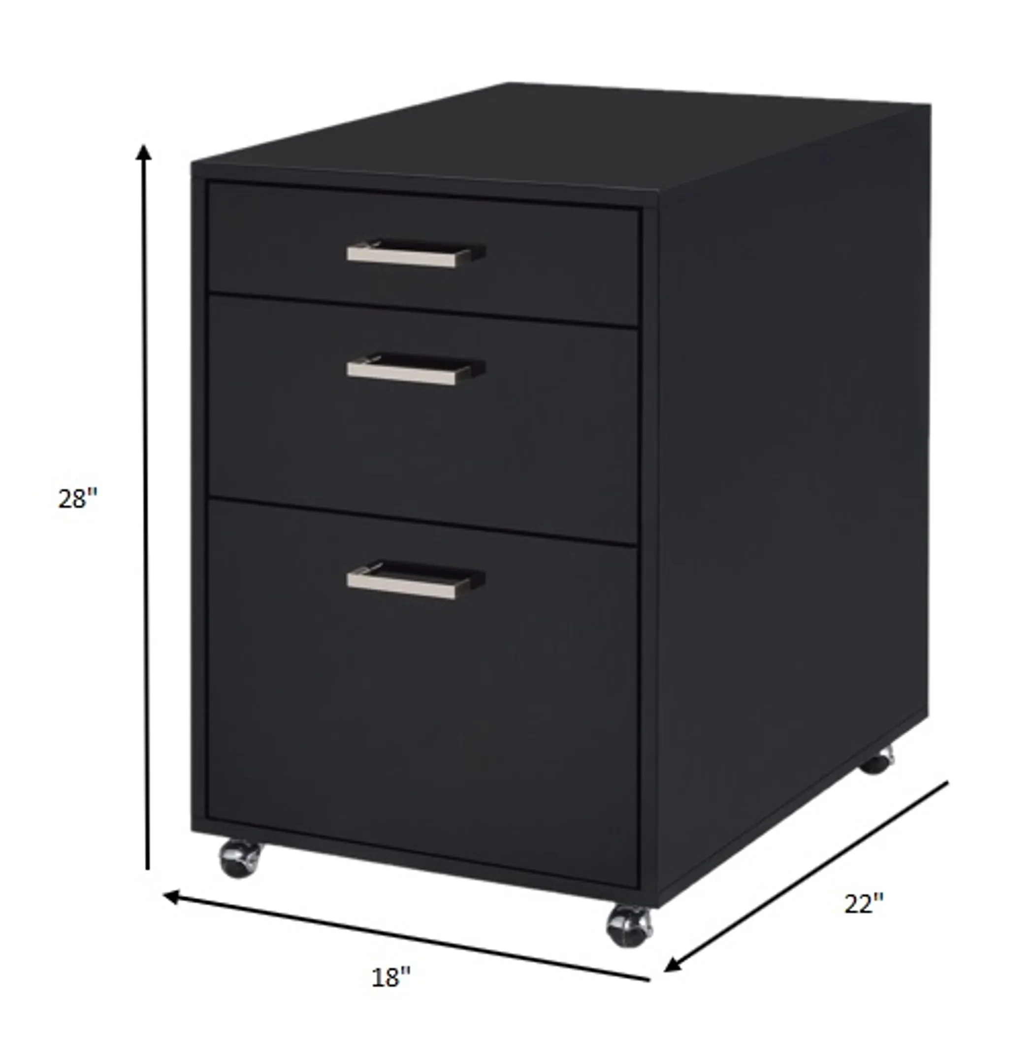 18" Black Standard Accent Cabinet With Three Drawers - Image 4