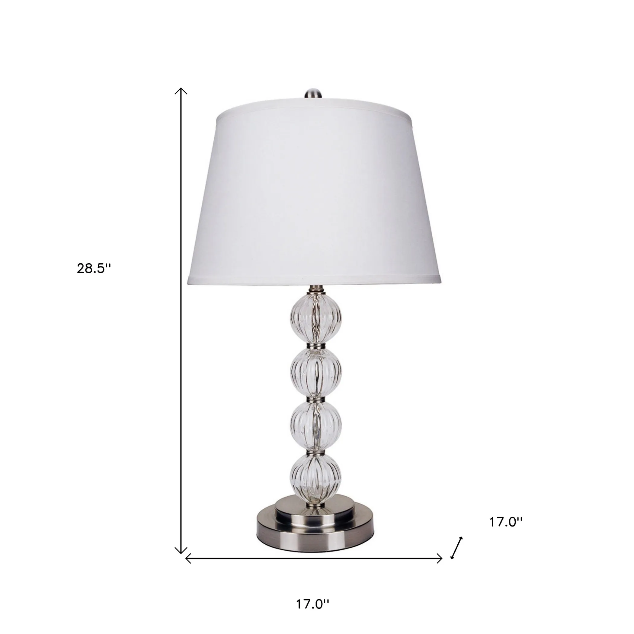 29" Silver Metal Table Lamp With White Classic Empire Shade - Image 6