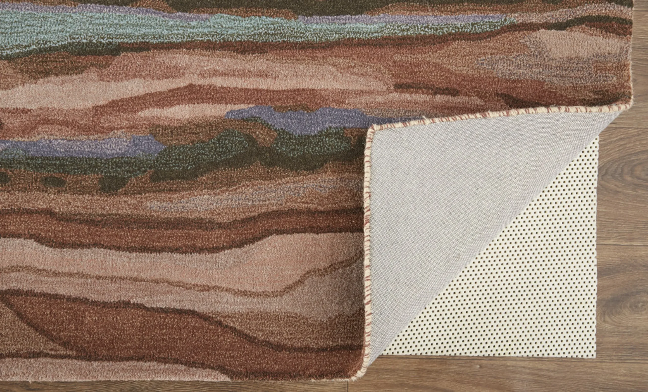 5' X 8' Red Pink and Blue Wool Abstract Hand Tufted Area Rug - Image 4