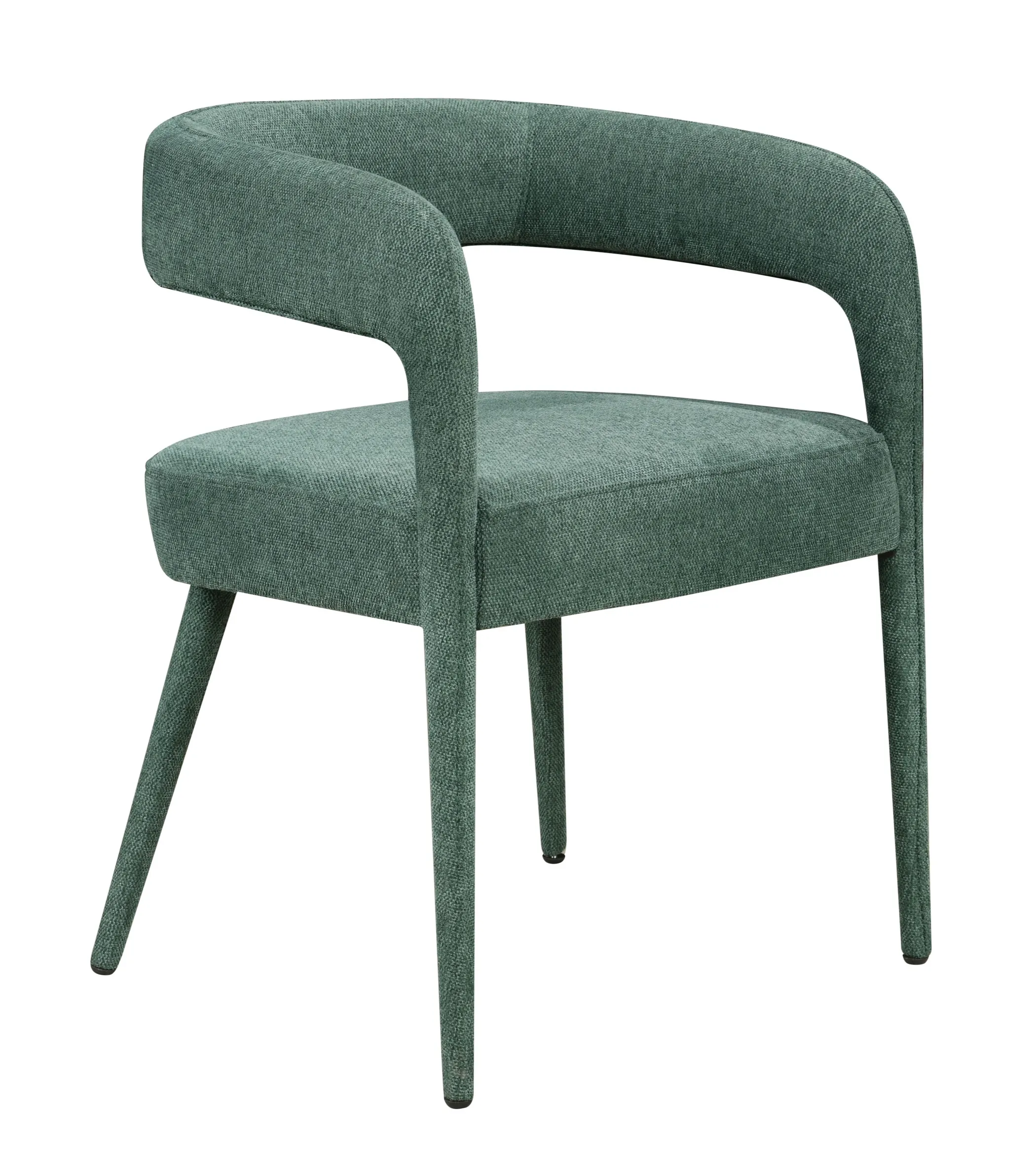 Set of Two Green Upholstered Linen Open Back Dining Side Chairs - Image 3