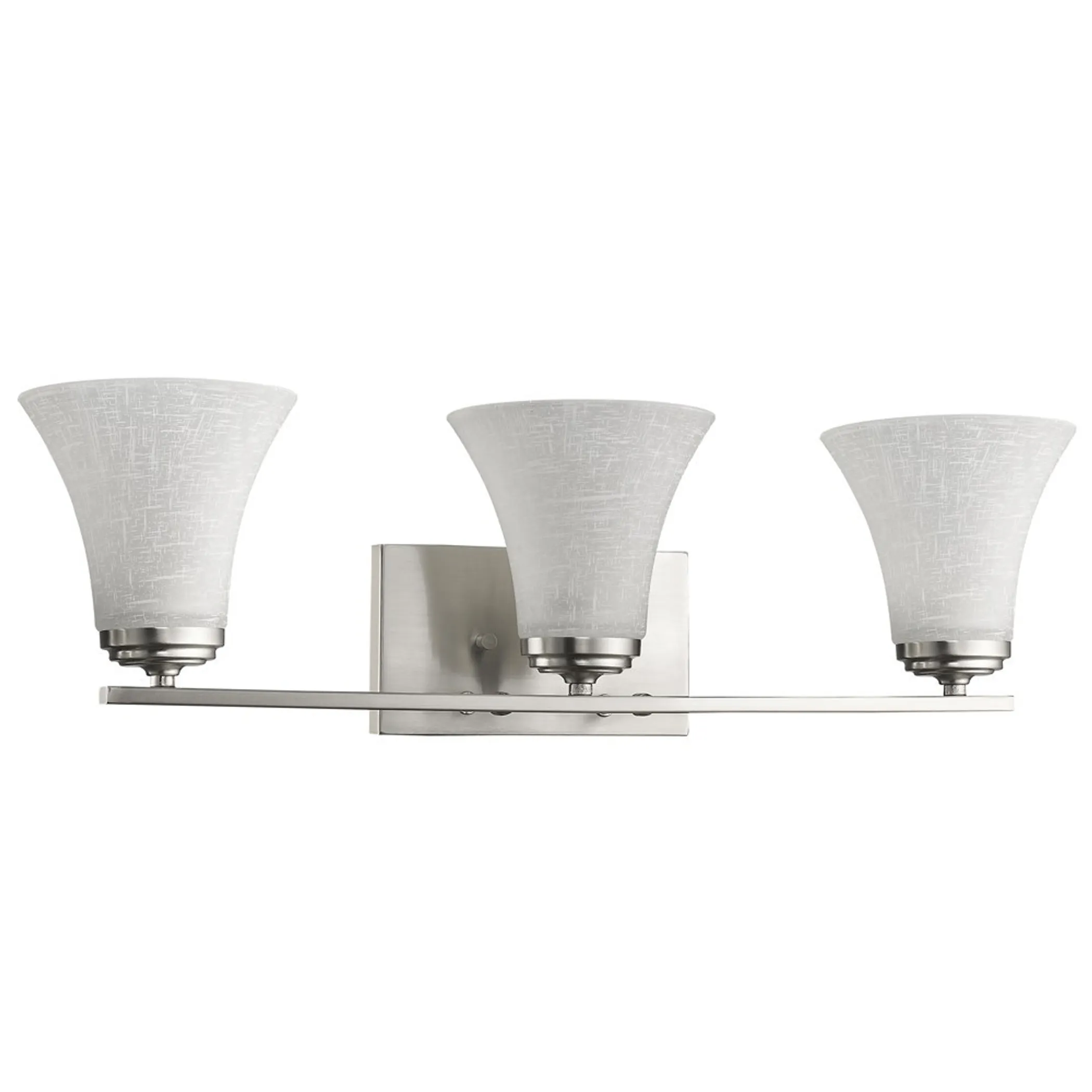 Three Light Silver Wall Light with Tapered Glass Shade - Image 2