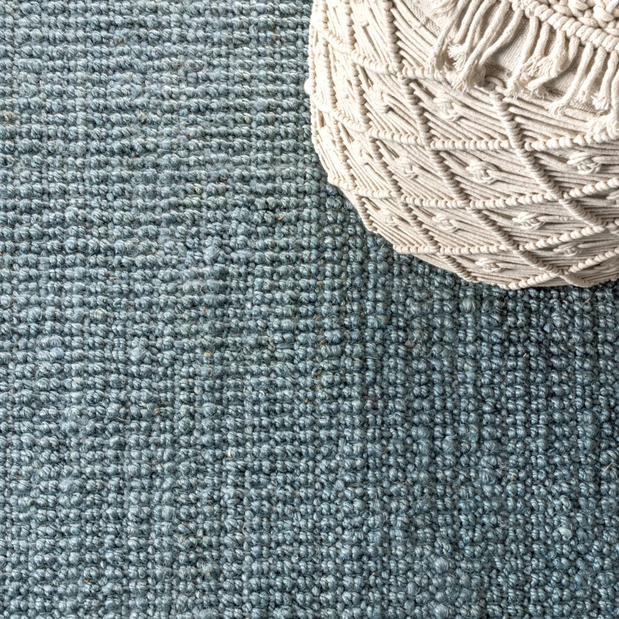 18' Light Blue Jute Handmade Runner Rug With Fringe - Image 2
