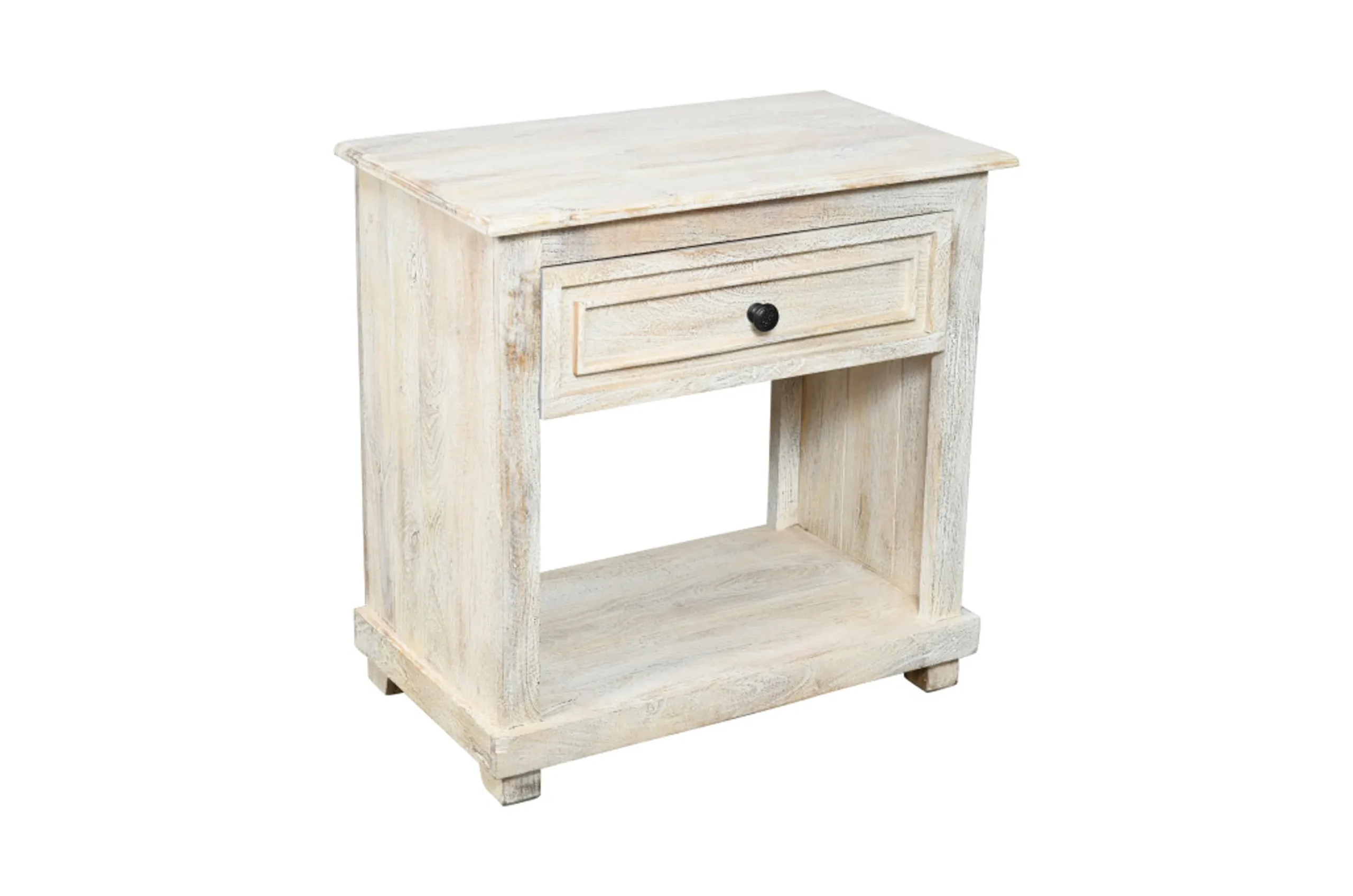 28" Distressed White One Drawer Solid Wood Nightstand - Image 3