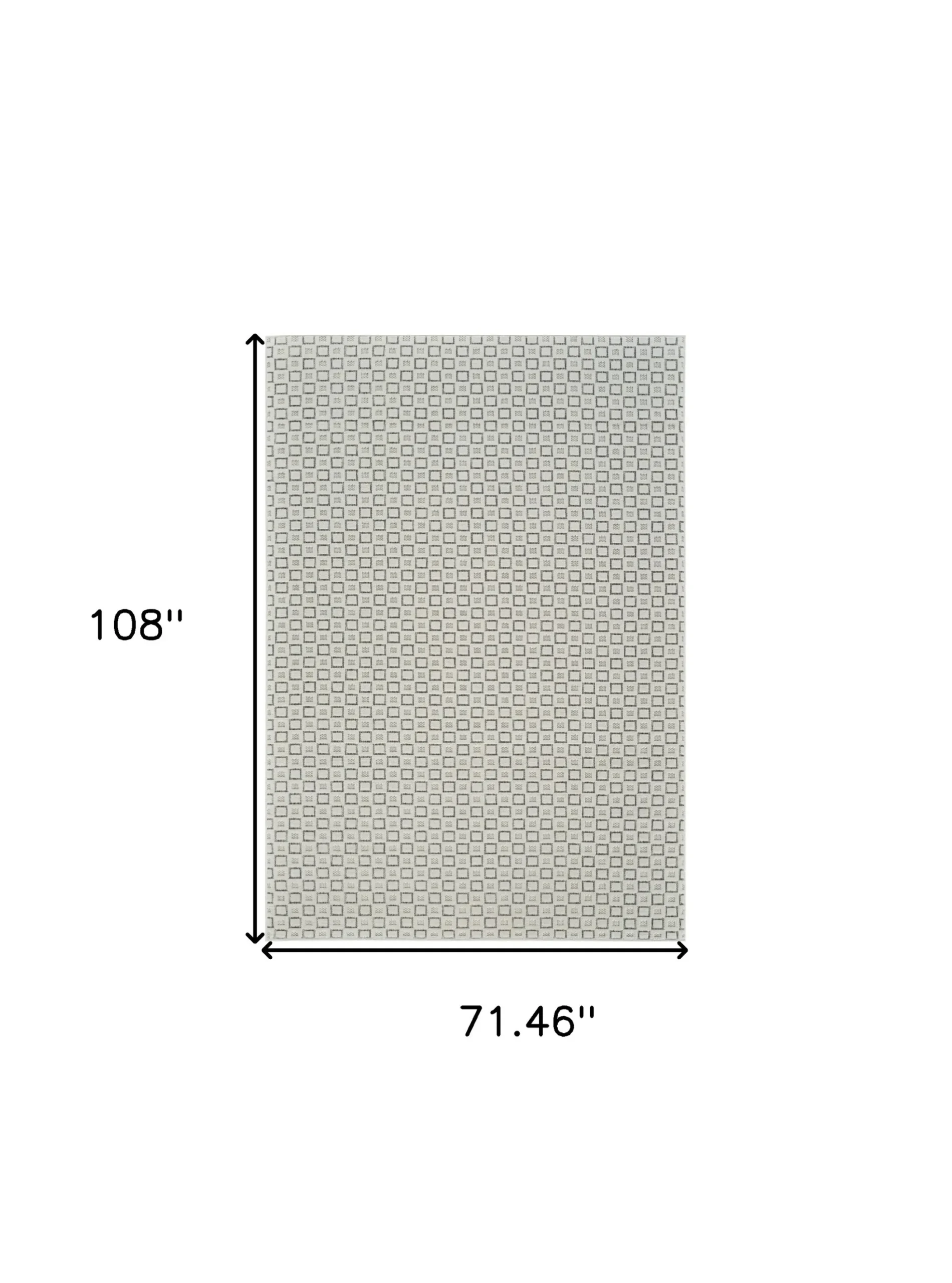 6' X 9' Cream and Beige Geometric Distressed Indoor Outdoor Area Rug - Image 3