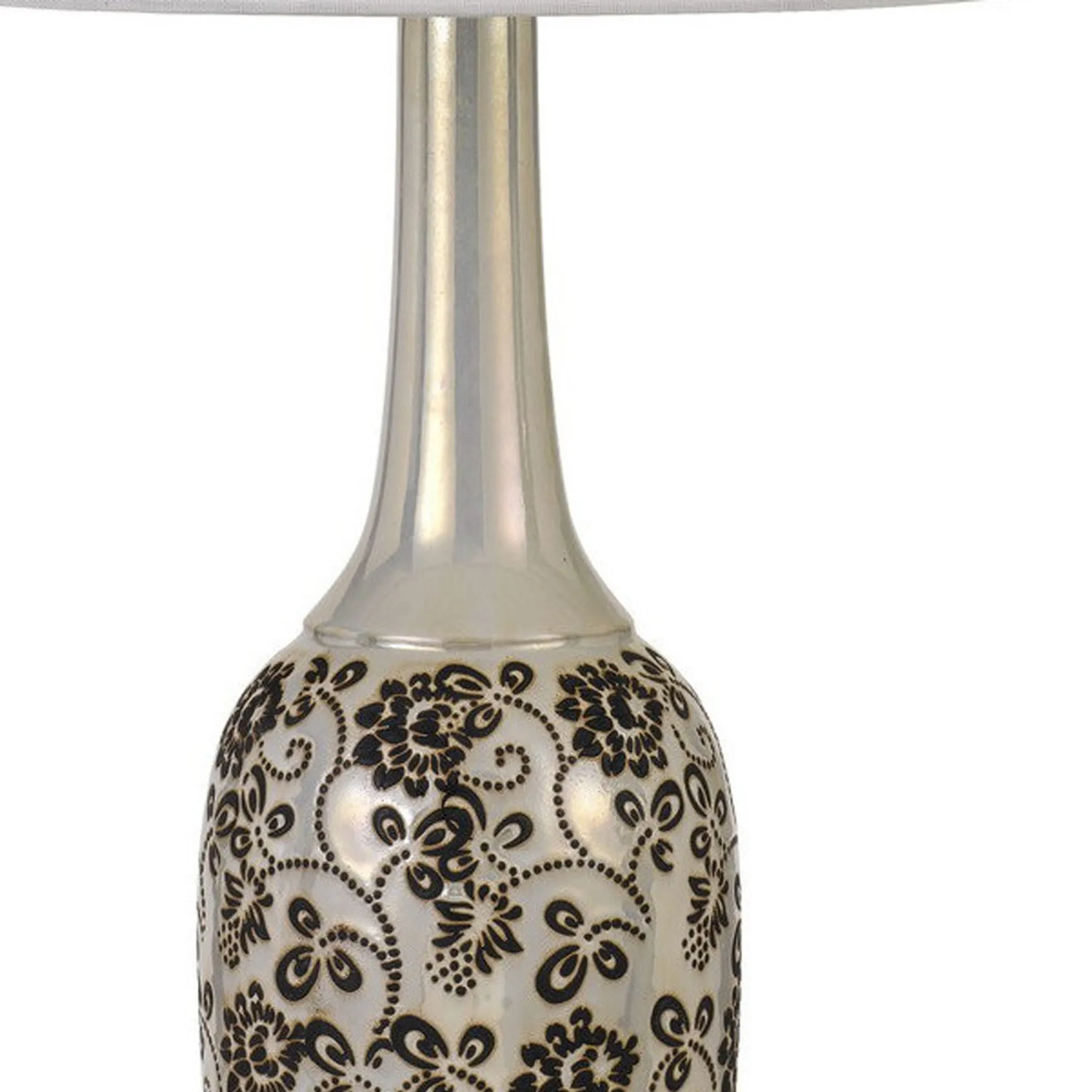 Set Of Two 30" Silver Metal Two Light Bedside Table Lamps With White Globe Shade - Image 4