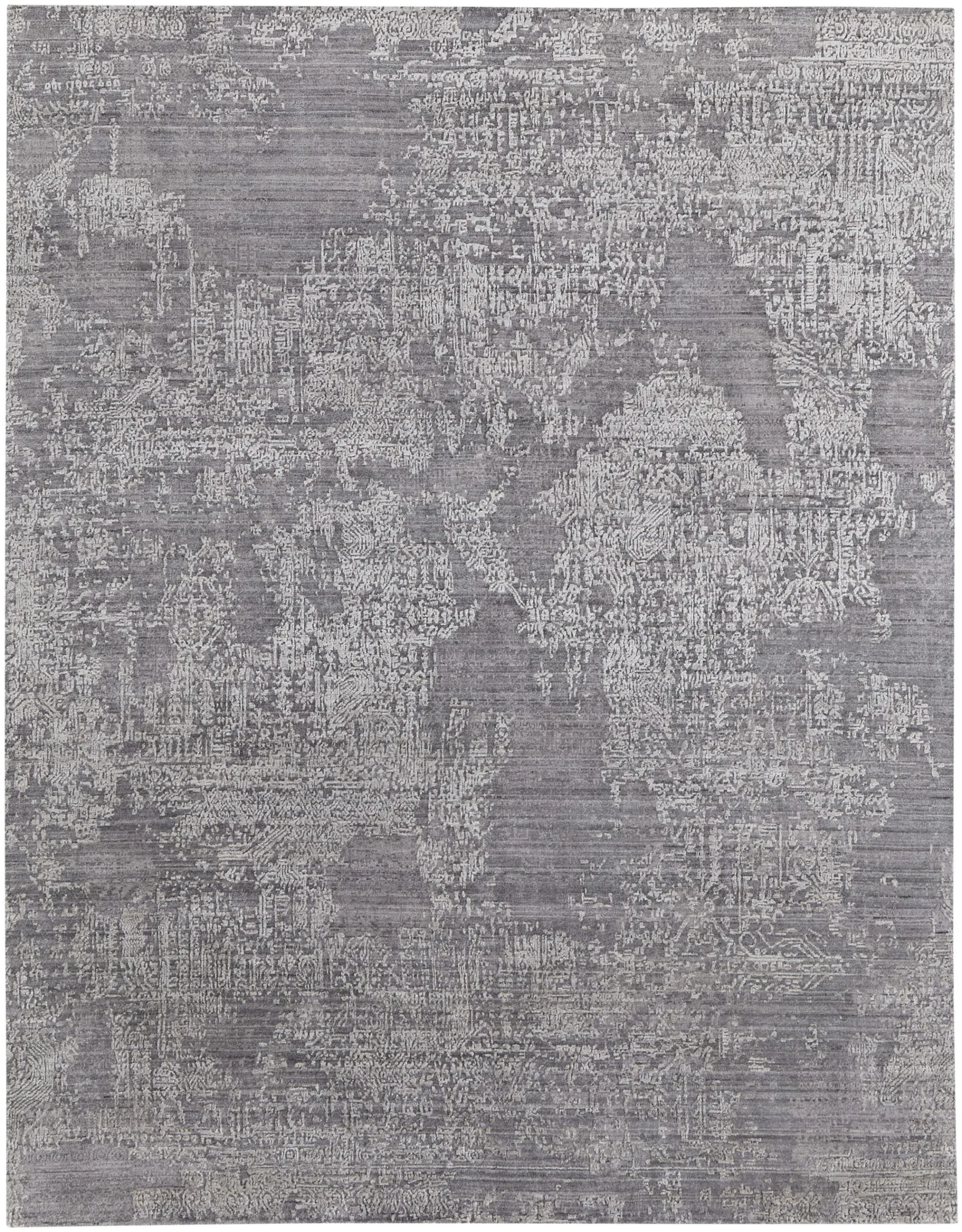 3' X 5' Gray Abstract Hand Woven Worn Faded Area Rug - Image 2