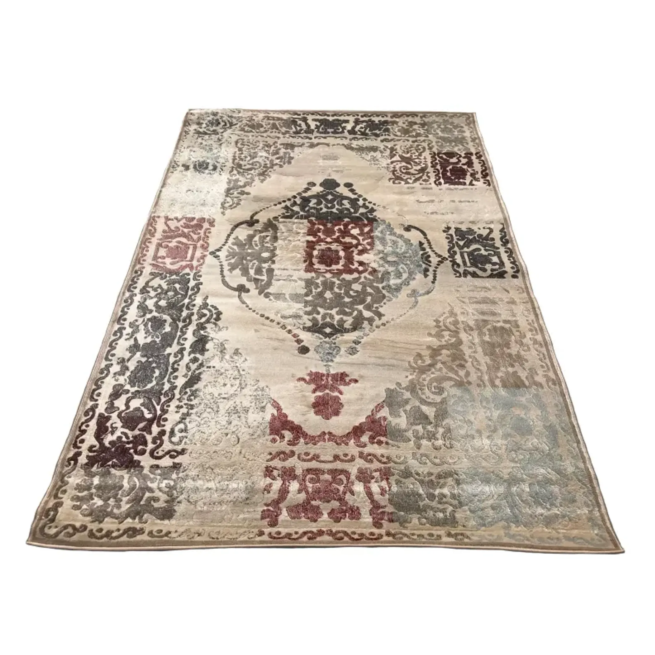7'10" x 10'3" Feet Vintage Beige Silky Glam Area Rug - Image 2