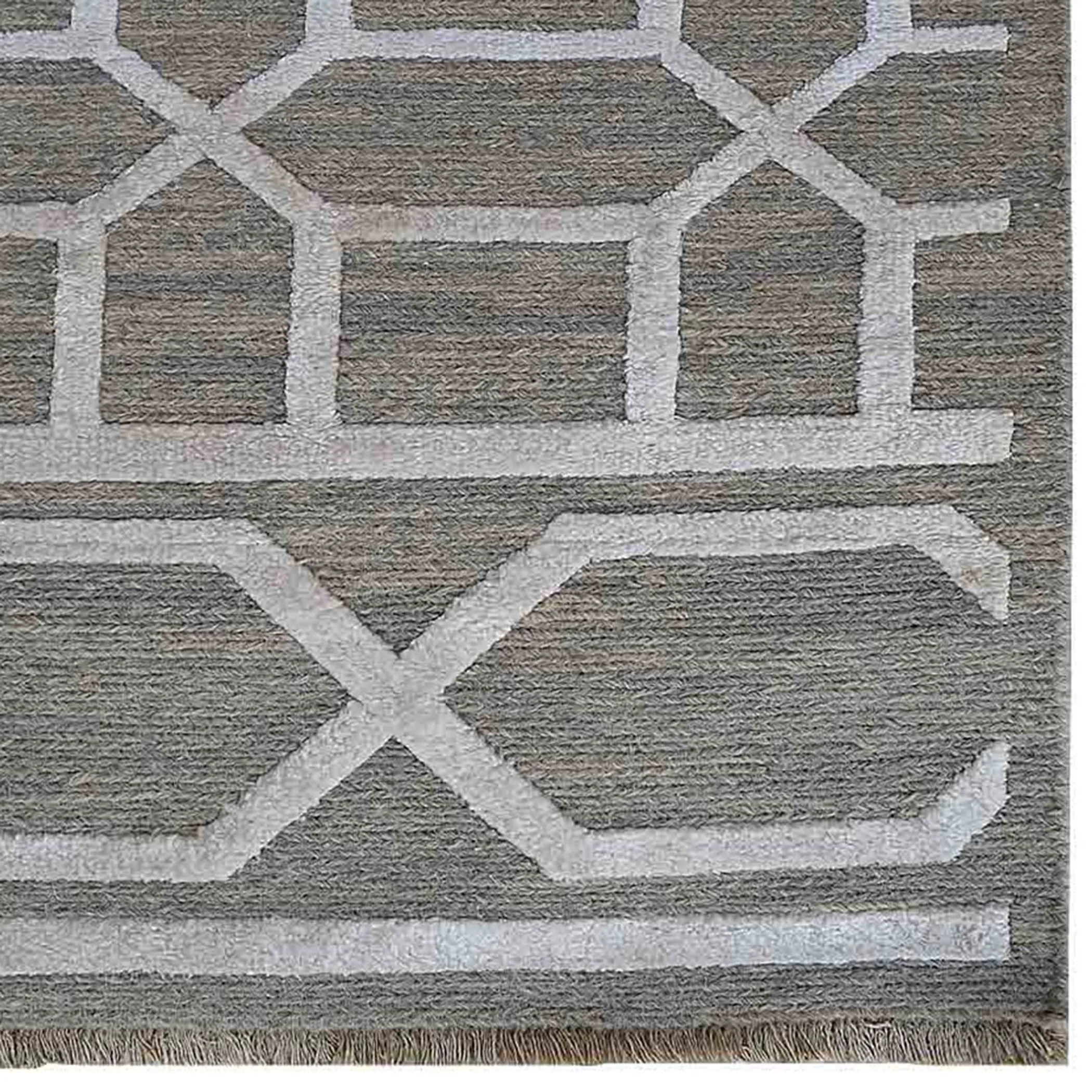 Rugsotic Carpets Hand Knotted Sumak Silk And Wool Area Rug Geometric - Image 4