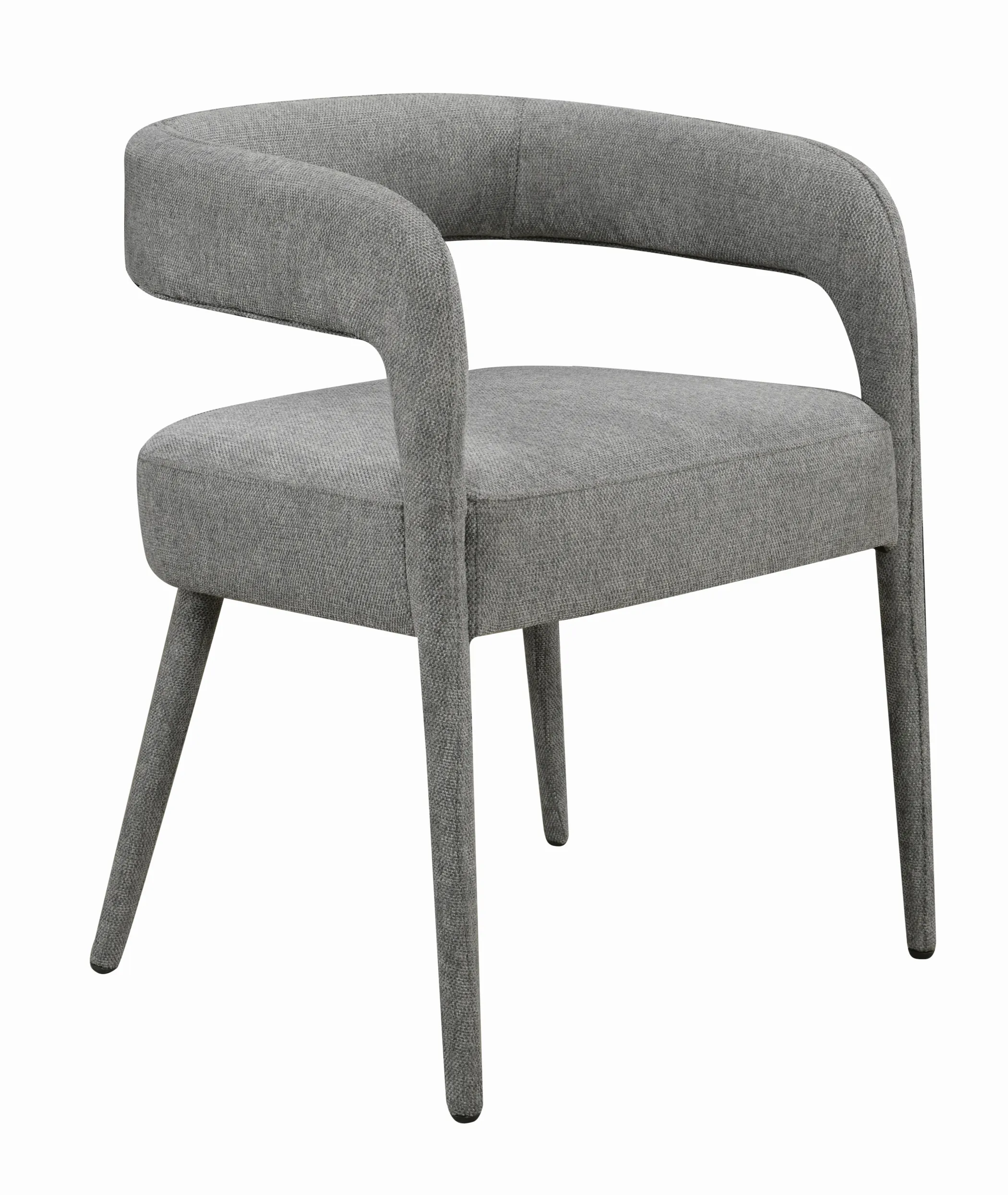 Set of Two Dark Gray Upholstered Linen Open Back Dining Side Chairs - Image 3