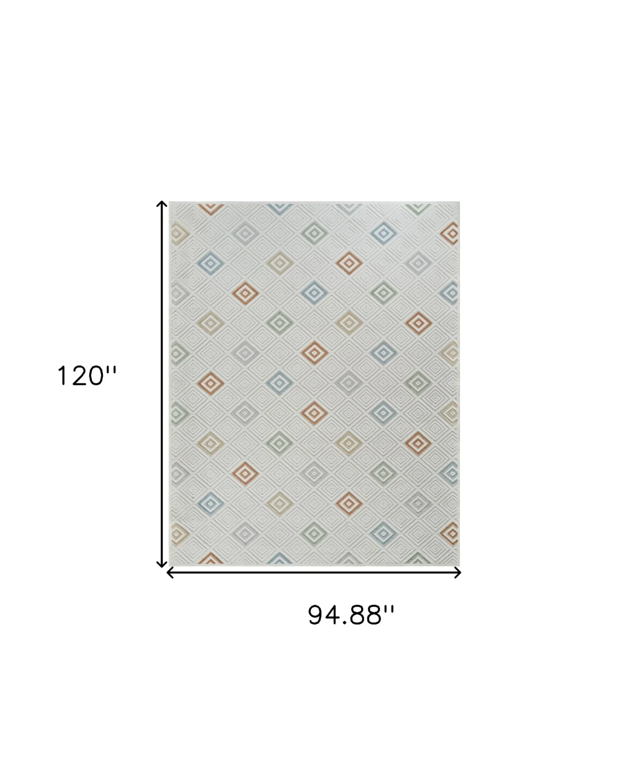 8' X 10' Cream and Beige Geometric Distressed Indoor Outdoor Area Rug - Image 3