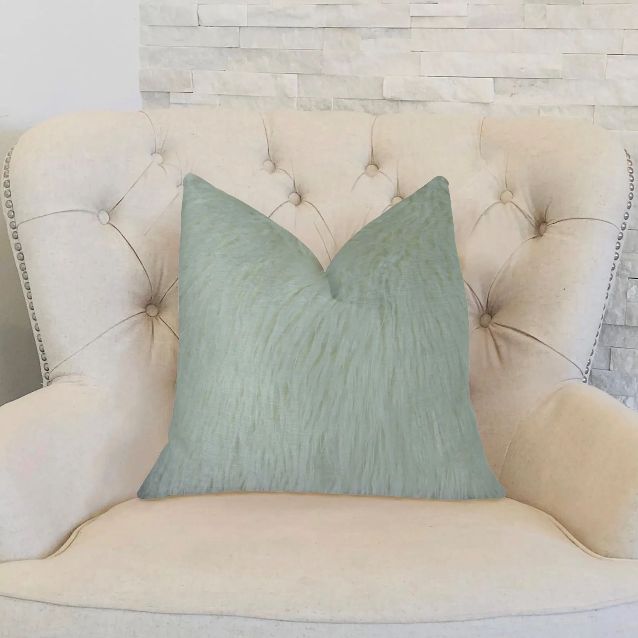 Plutus Fuzzy Mongolian Fur White Handmade Luxury Pillow - Image 2