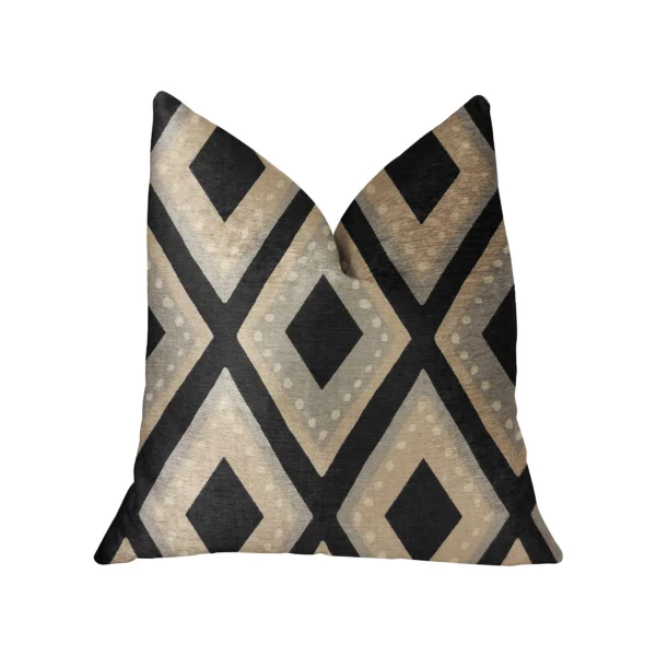 Plutus Jager Dotz Blue and Beige Luxury Throw Pillow