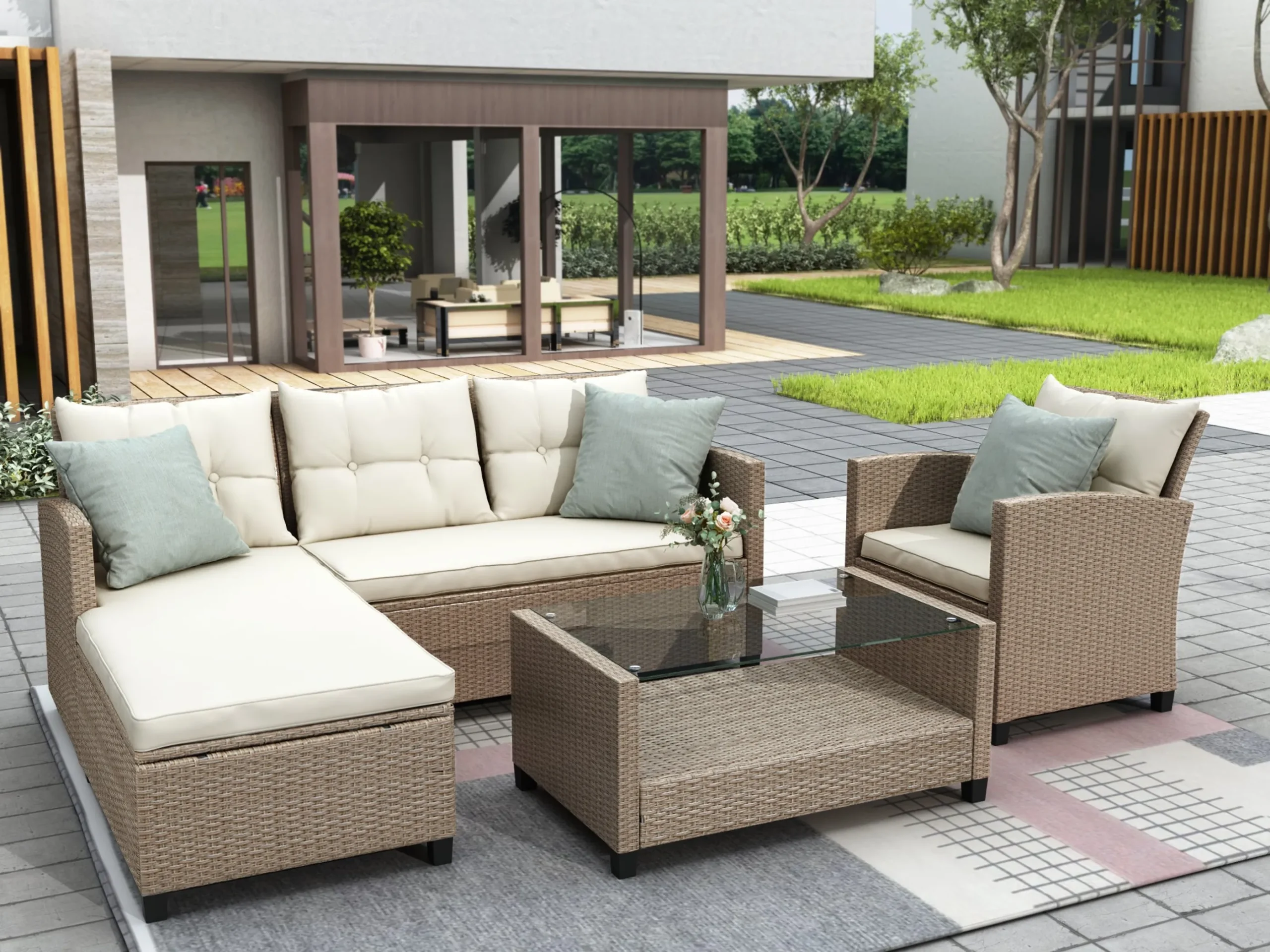 Set Of 4 Piece Outdoor, Patio Furniture - Image 3