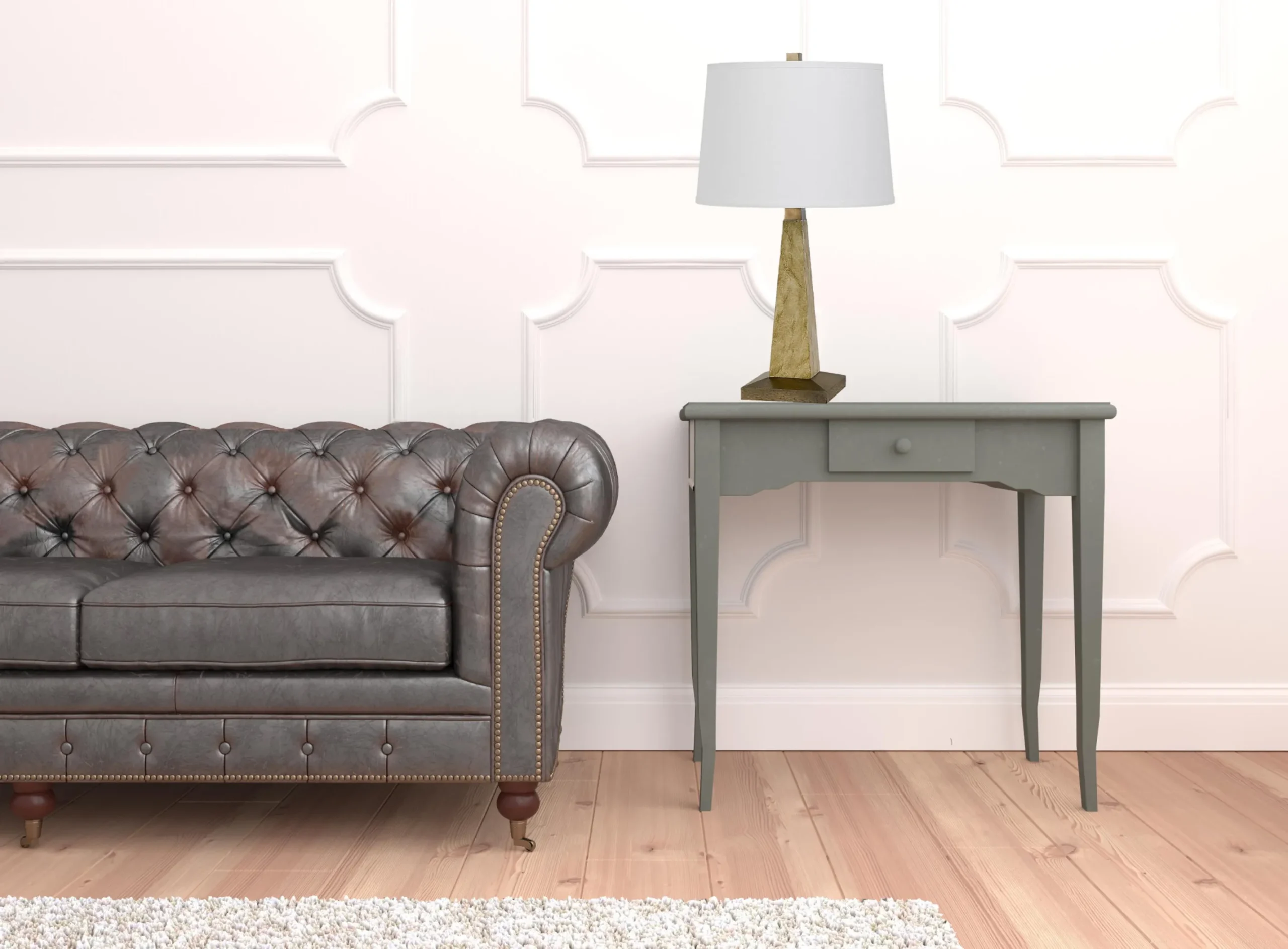 28" Brown Table Lamp With Off White Empire Shade - Image 3