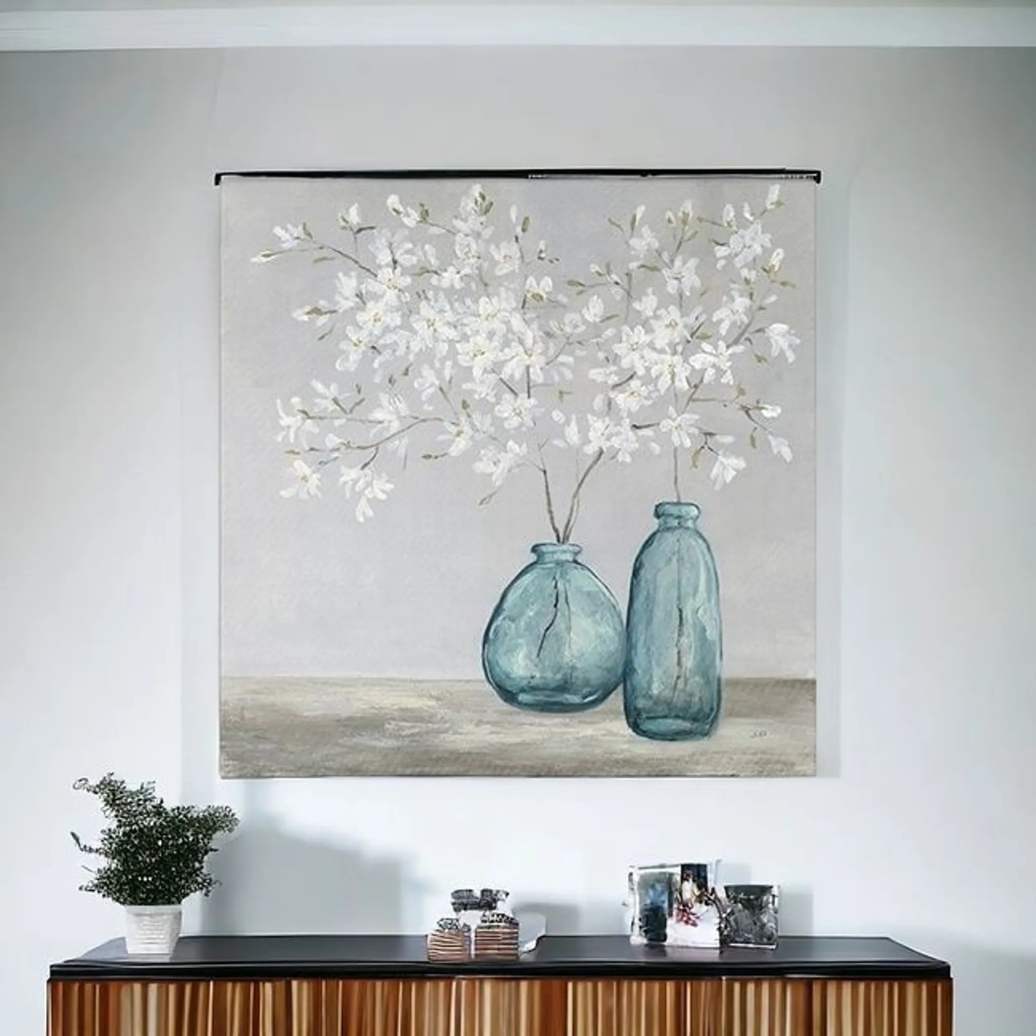 White Spring Flowers Unframed Print Wall Art - Image 2