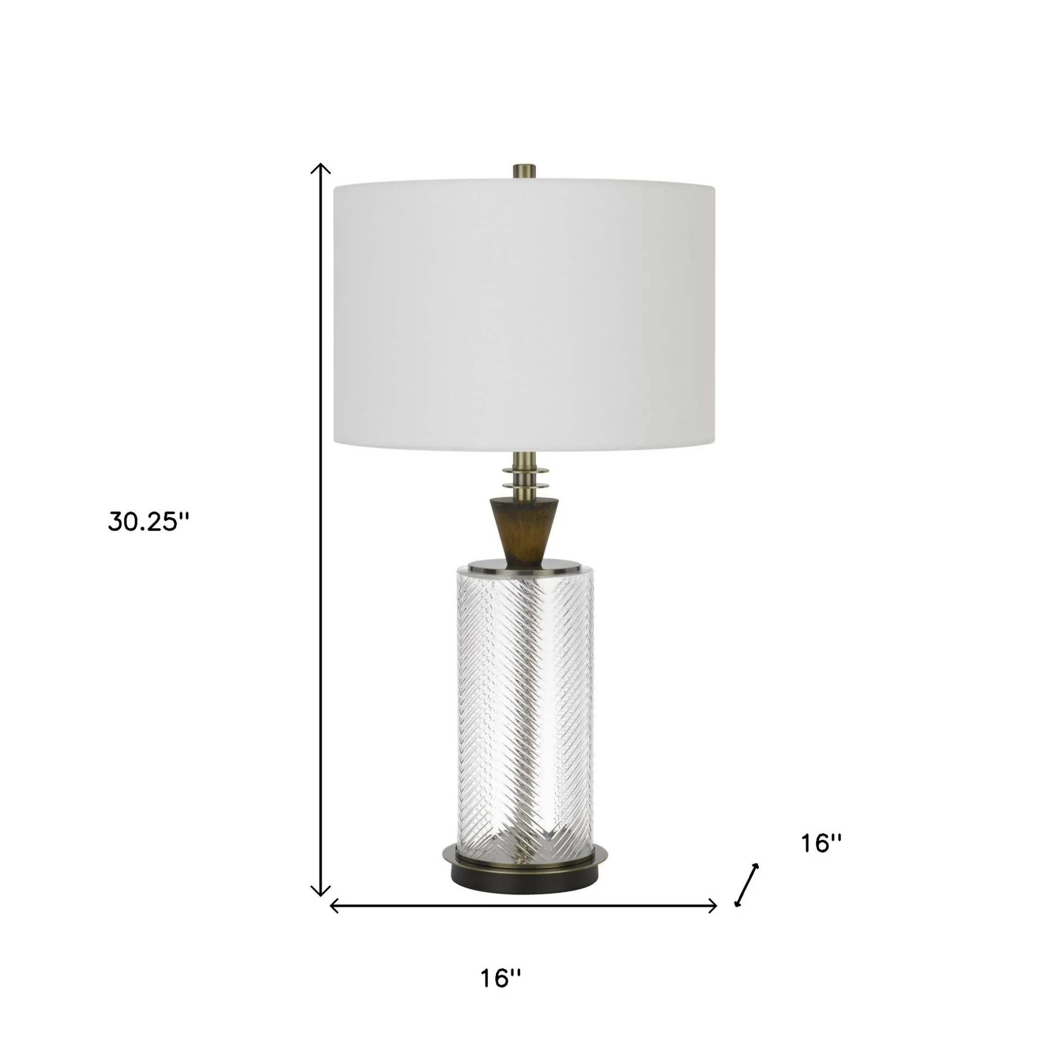 30" Clear Metal Table Lamp With White Empire Shade - Image 5