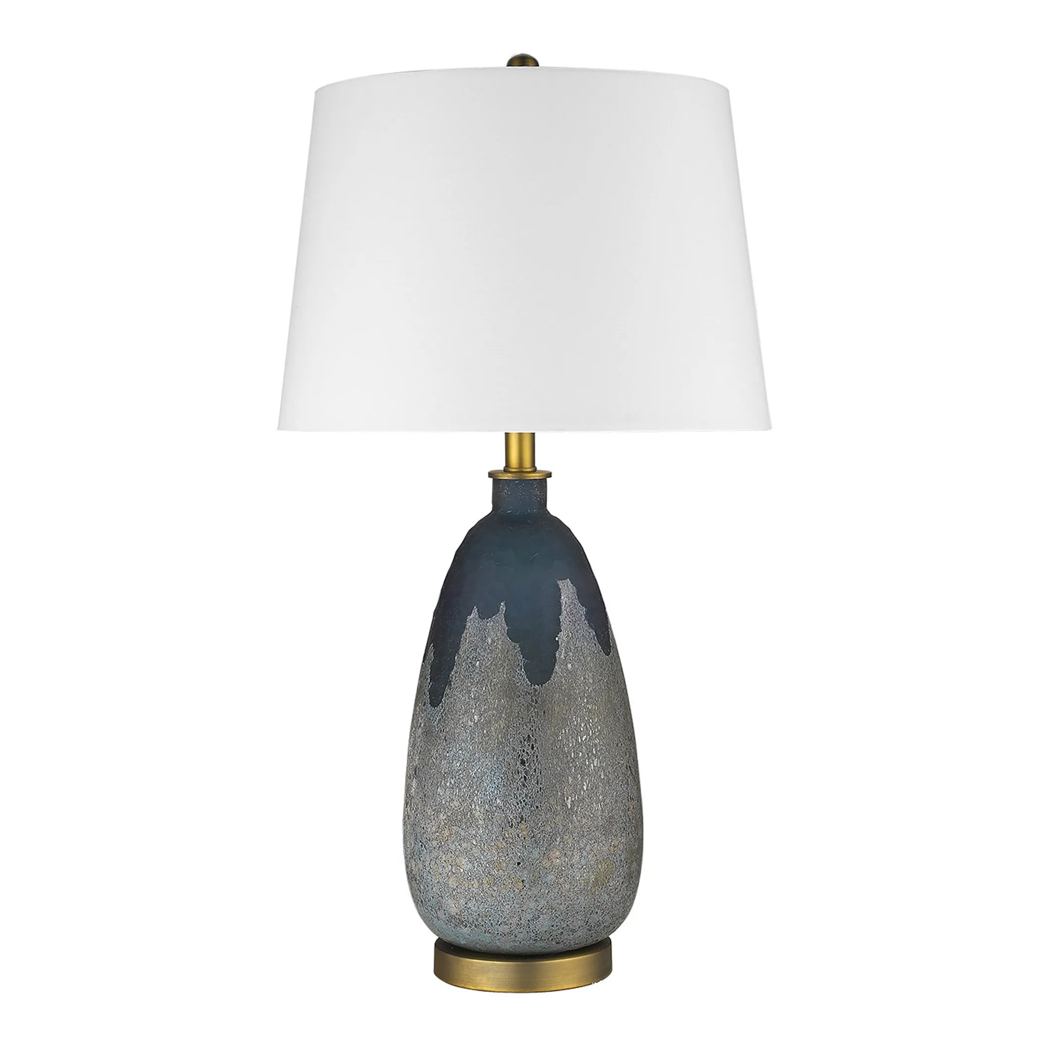 30" Teal Blue Concrete Table Lamp With Cream Empire Shade - Image 4