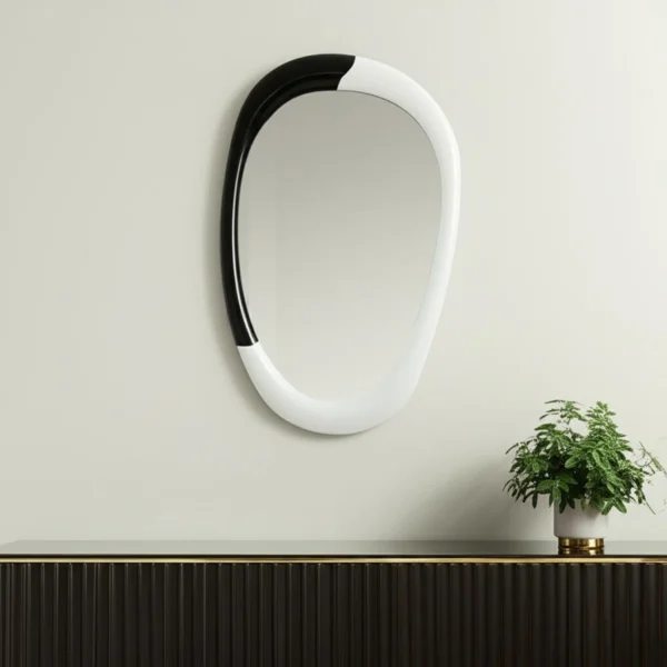 Steel Oval Geometric Framed Accent Mirror