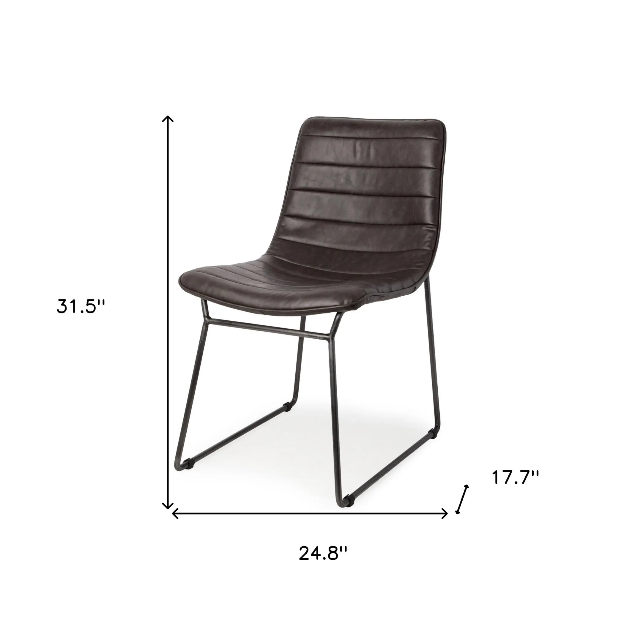 Set Of Two Black Upholstered Faux leather Side Chairs - Image 4