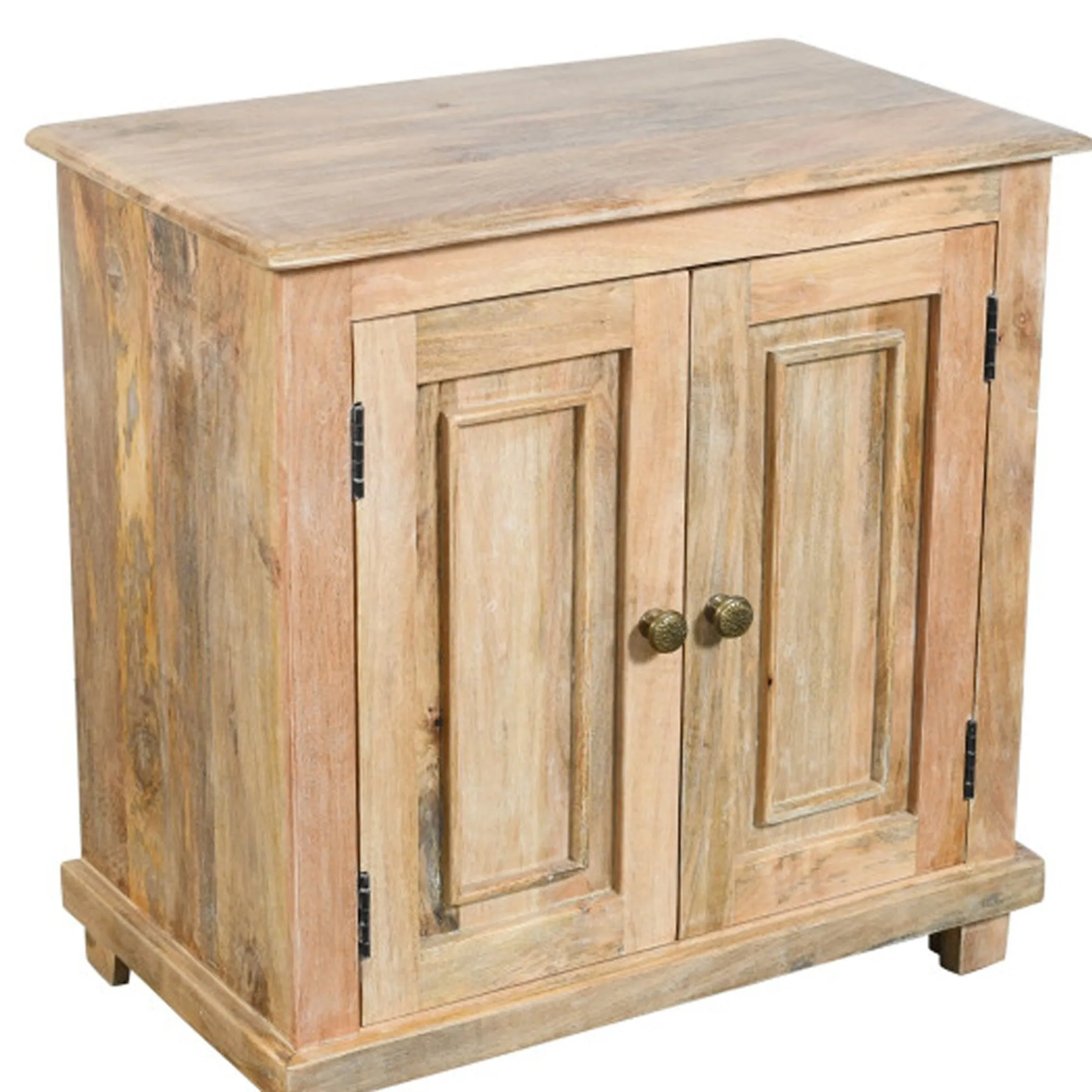 28" Distressed Natural Solid Wood Nightstand With Storage - Image 5