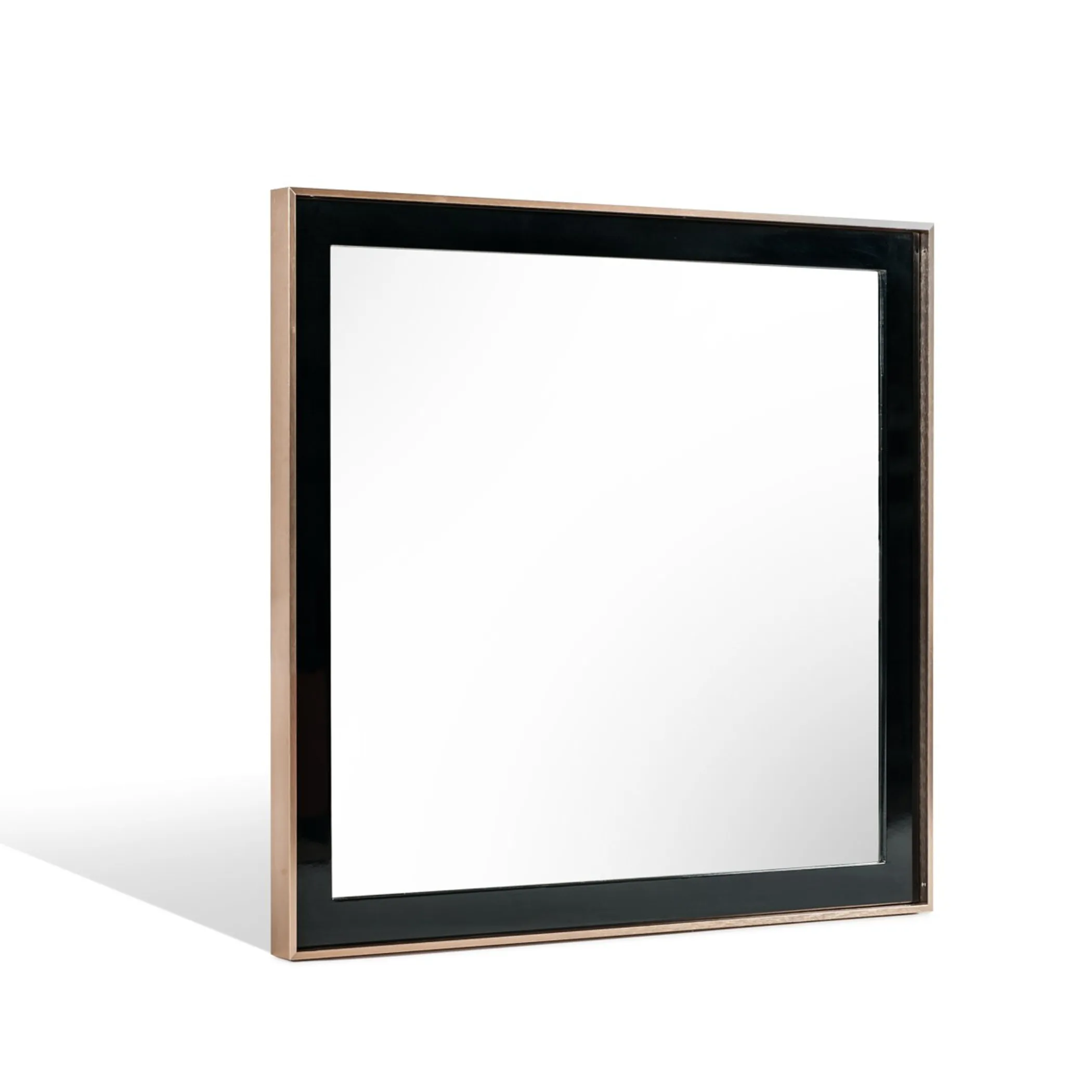 39" Rose Gold and Black Wood and Metal Framed Accent Mirror - Image 3