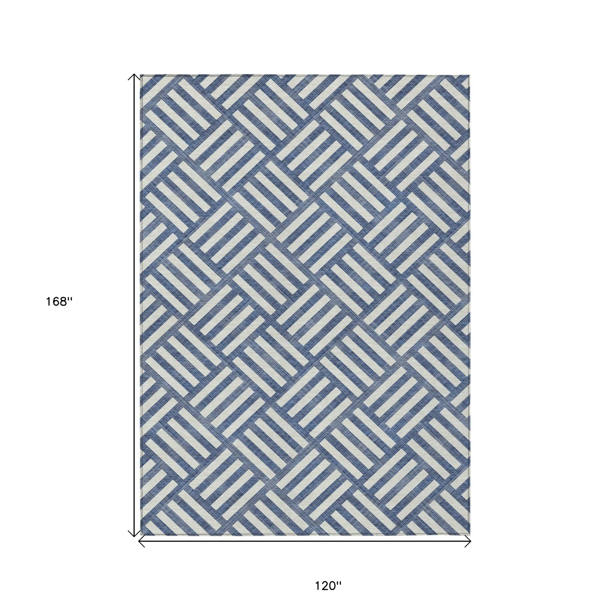 10' X 14' Navy Blue And Ivory Geometric Washable Indoor Outdoor Area Rug - Image 3