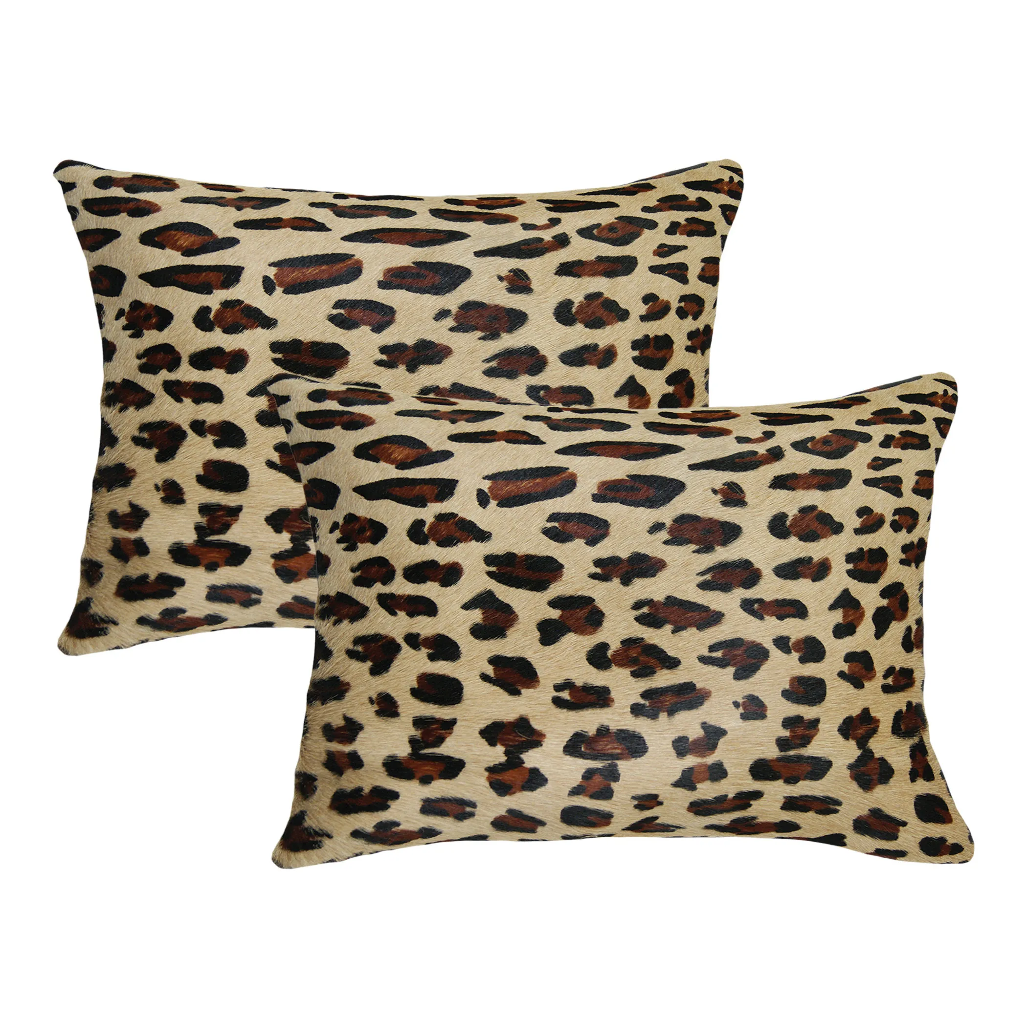 Set of Two 12" X 20" Brown and Black Leopard Cowhide Lumbar Throw Pillows - Image 3