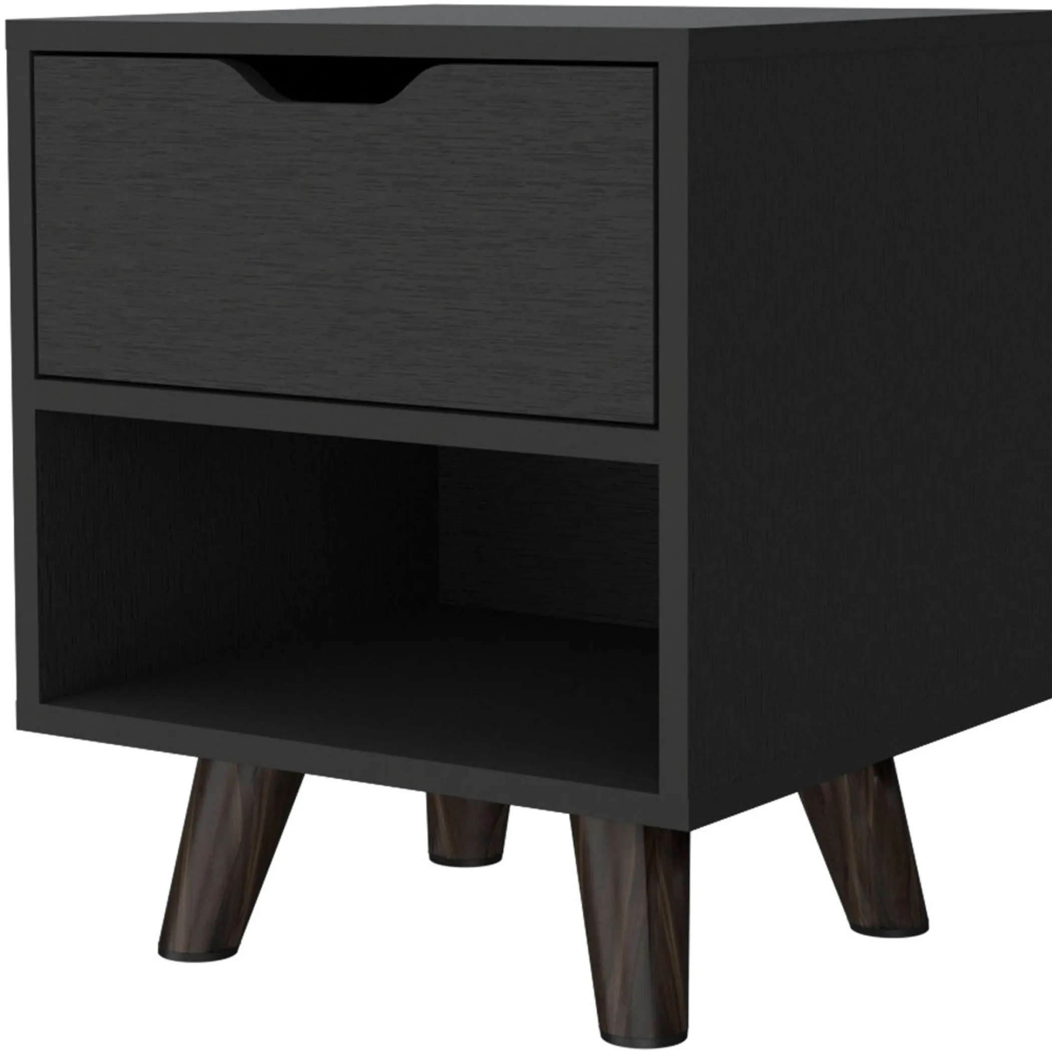 19" Black One Drawer Faux Wood Nightstand - Image 6