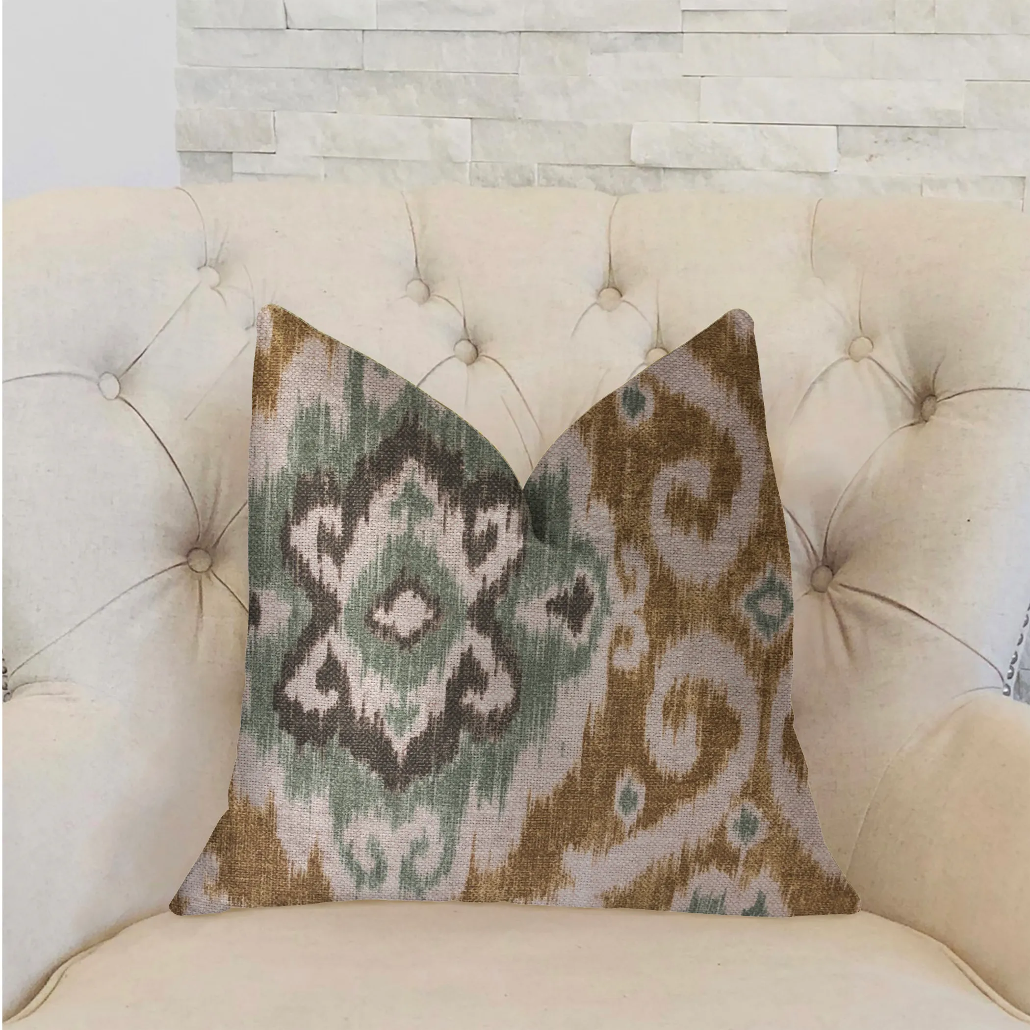 Plutus Ambrosia Yellow and Beige Luxury Throw Pillow - Image 2