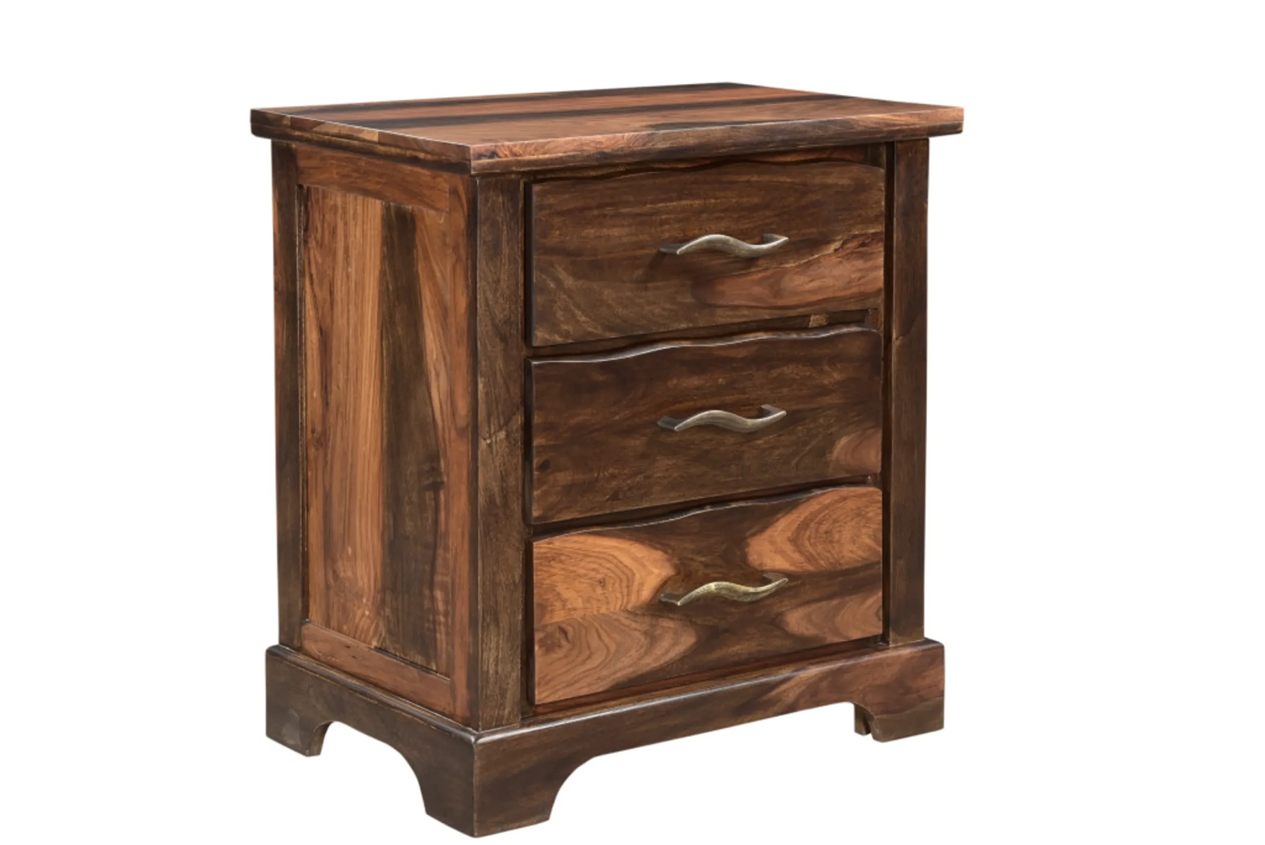 27" Dark Brown Solid Wood Three Drawer Nightstand - Image 3