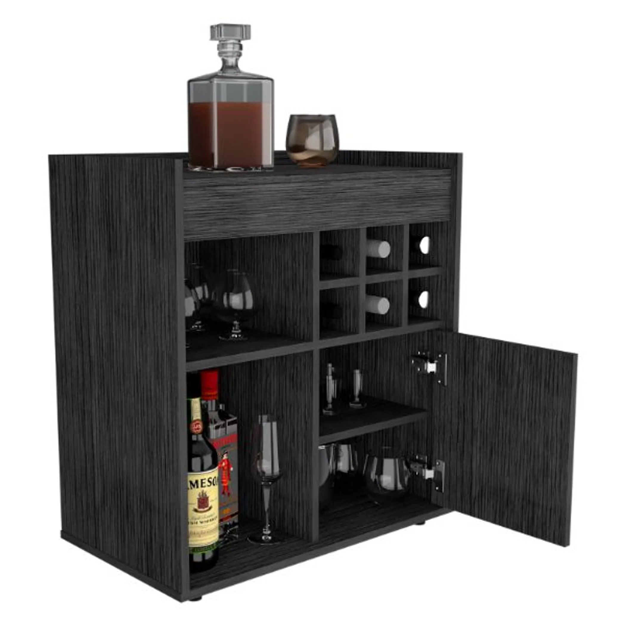 Lyon Bar Cabinet, Six Cubbies, Cabinet With Divisions, Two Concealed Shelves - Image 3