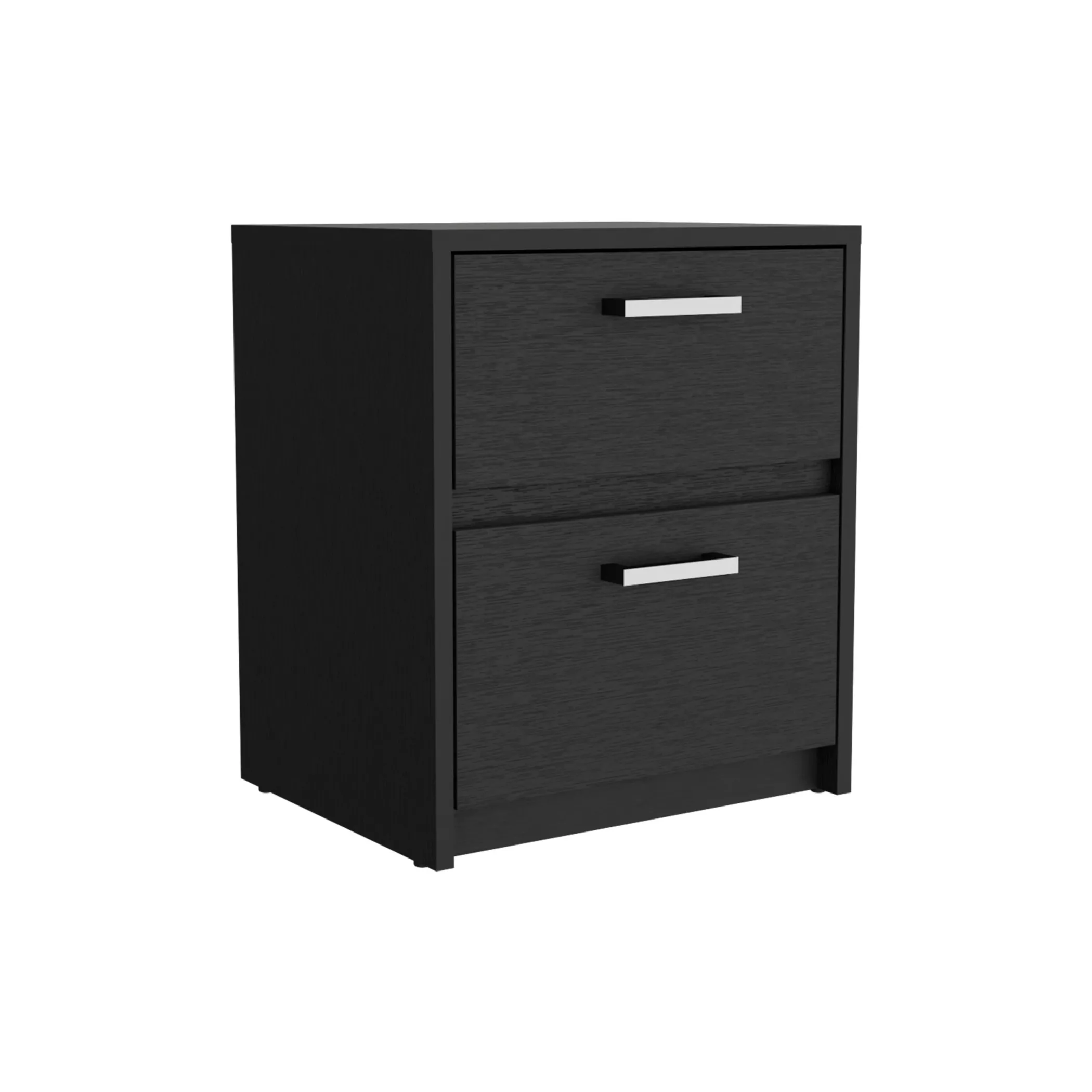 19" Black Two Drawer Nightstand - Image 3